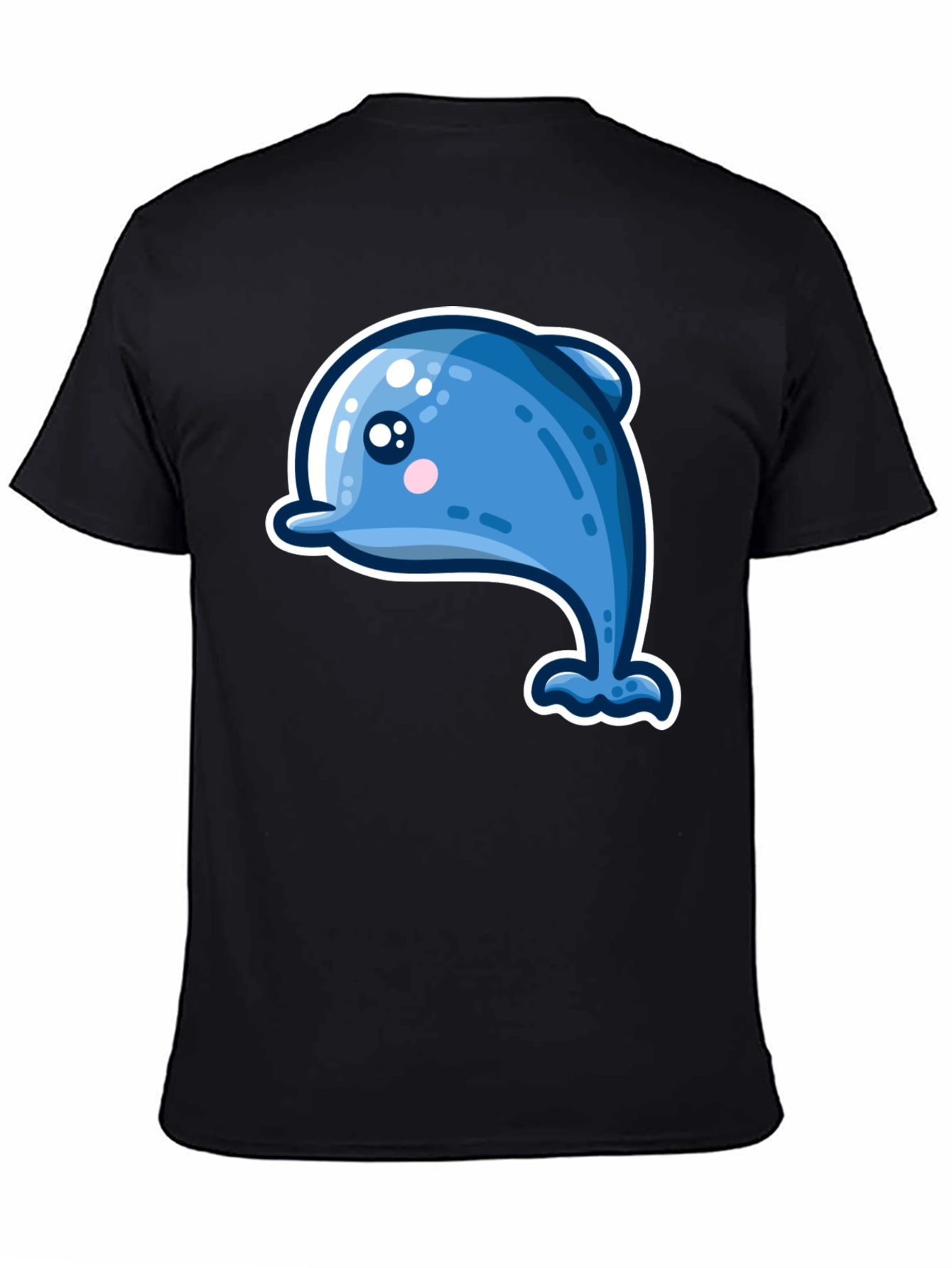 Cute Dolphin Graphic Tee - Black - 4