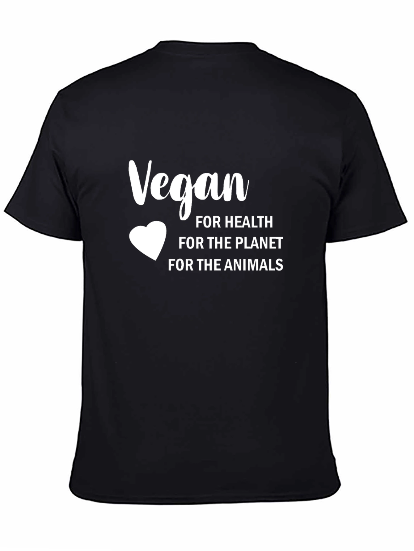 Black Vegan T-Shirt - For Health, Planet, Animals view 4