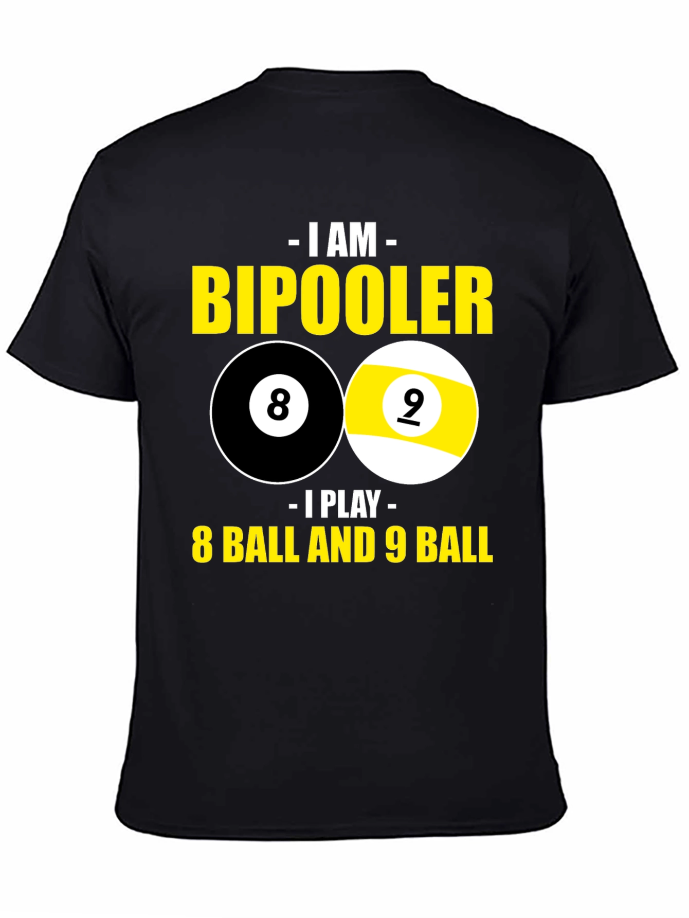 Black Bipooler 8 Ball & 9 Ball Graphic T-Shirt view 4