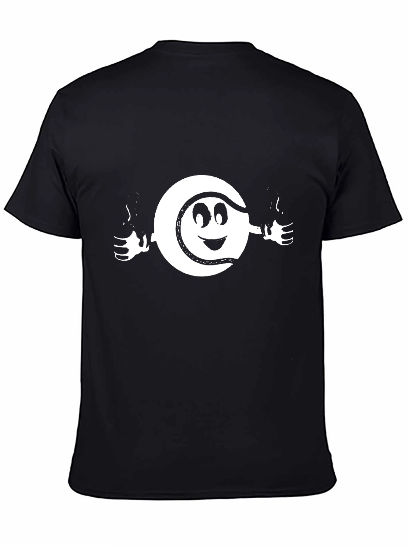 Black Smiling Tennis Ball Graphic Tee - Black Cotton T-Shirt view 4