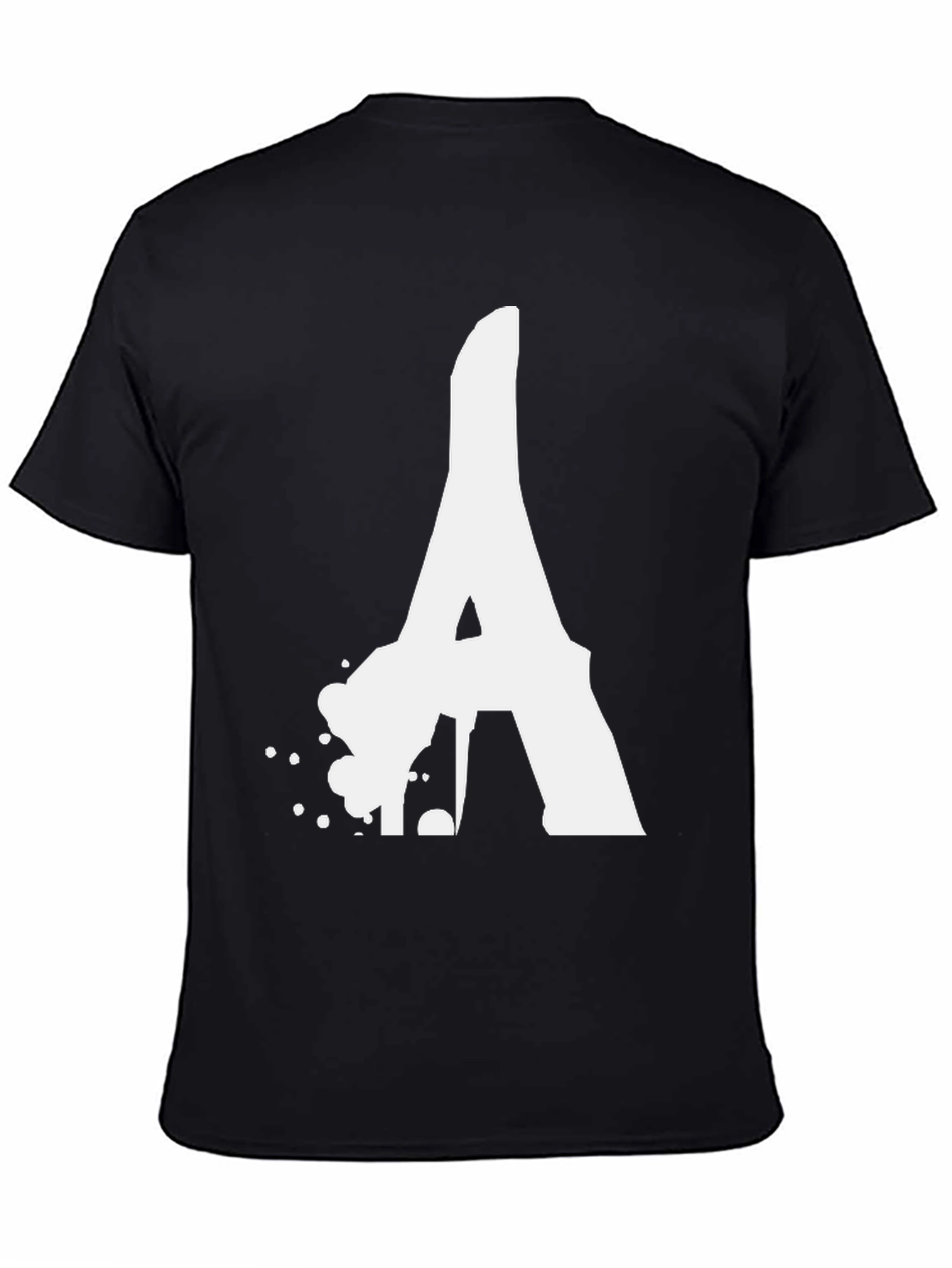 Black Bold Letter 'A' Graphic Tee - Black Cotton T-Shirt view 4