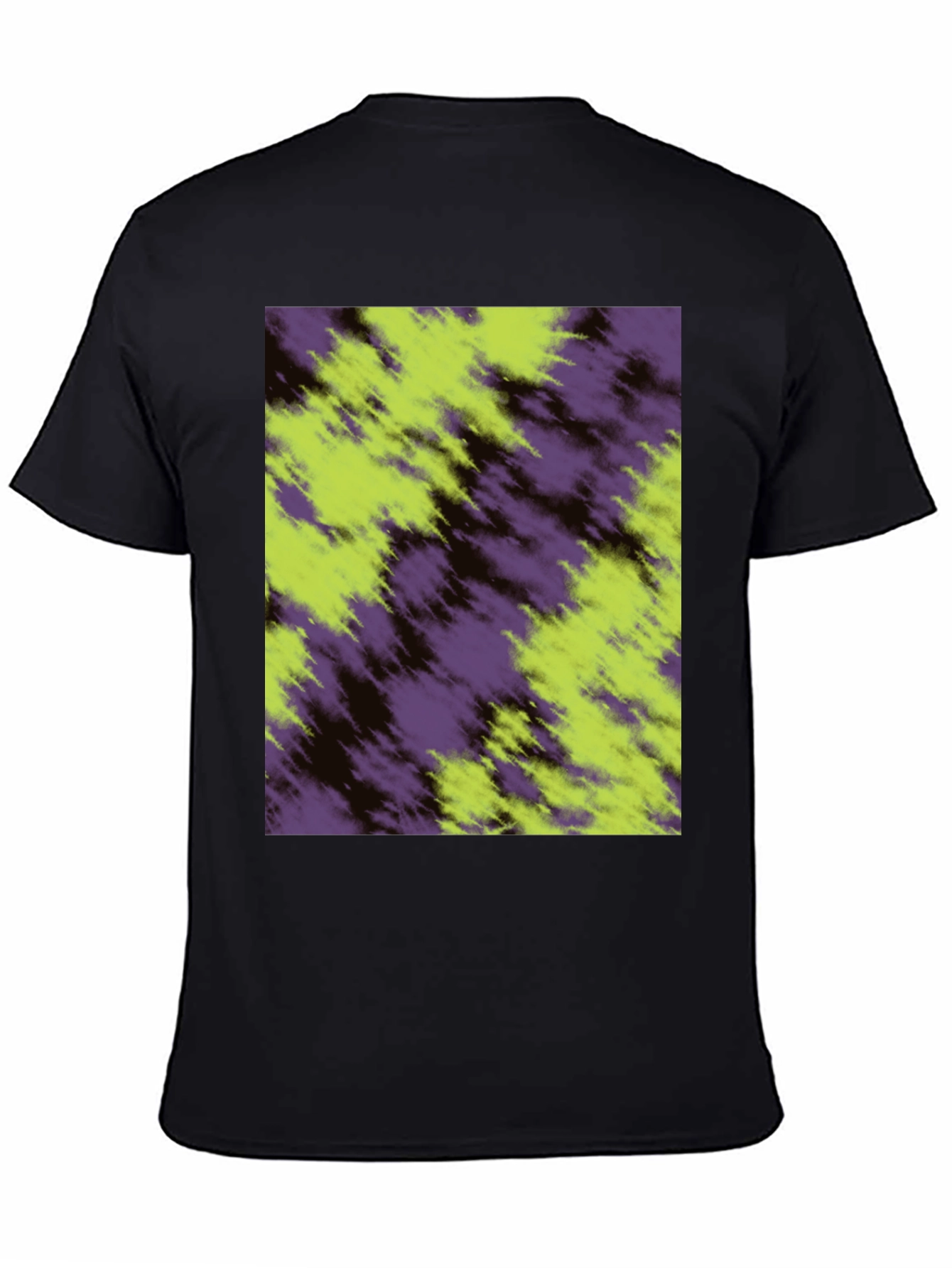 Black Abstract Purple & Green Tee - Casual Style view 4