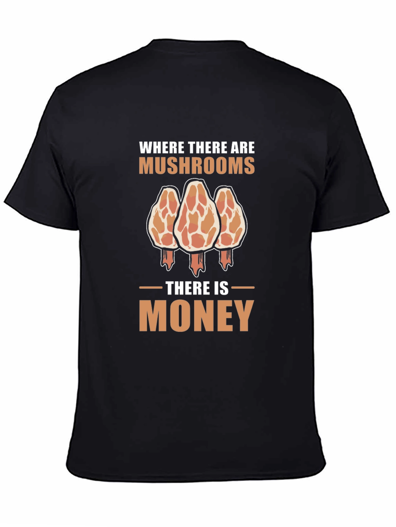 Black Mushroom Hunter Money T-Shirt view 4