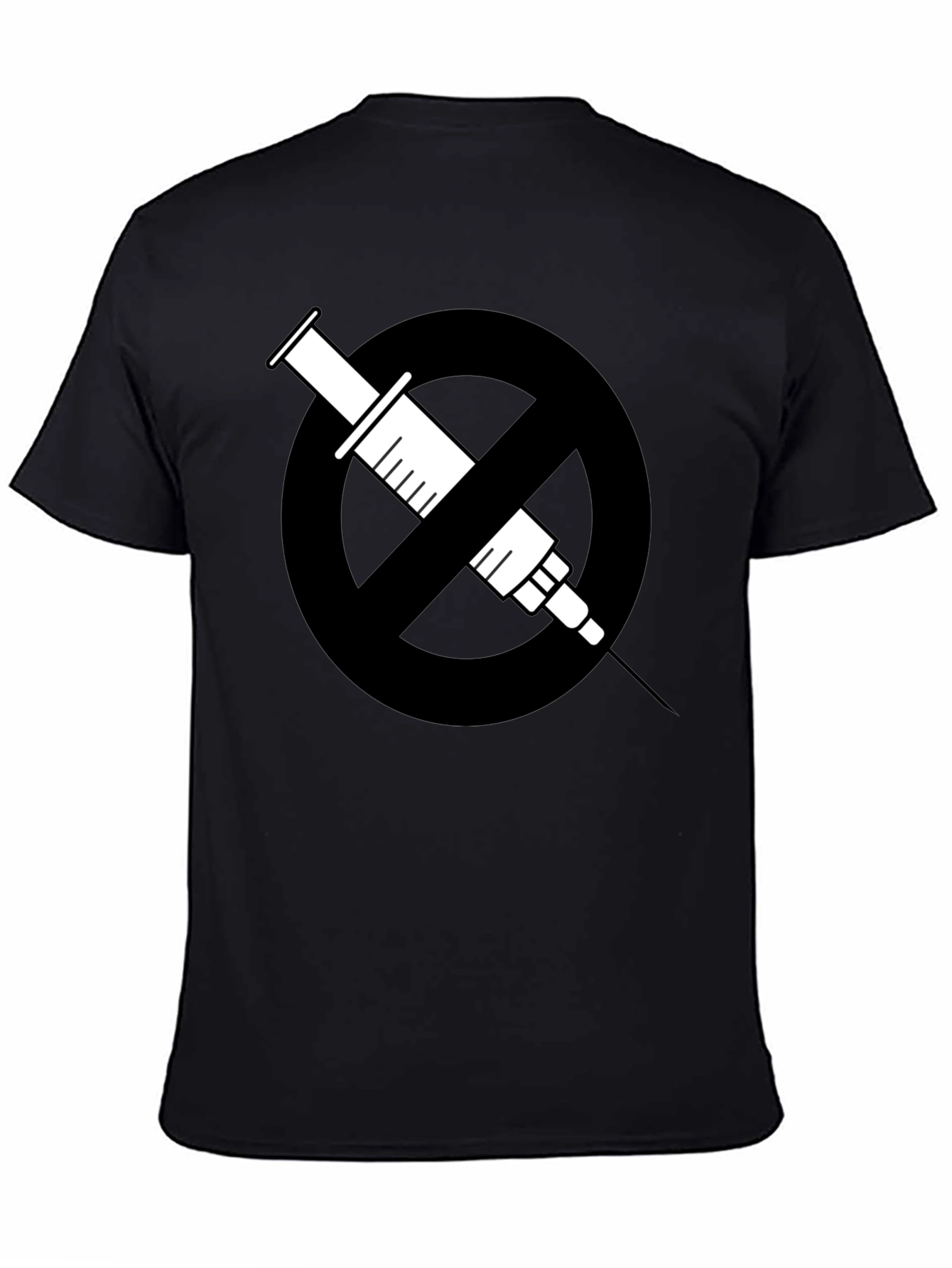 Black No Drugs Symbol T-Shirt: Black Cotton Blend Graphic Tee view 4