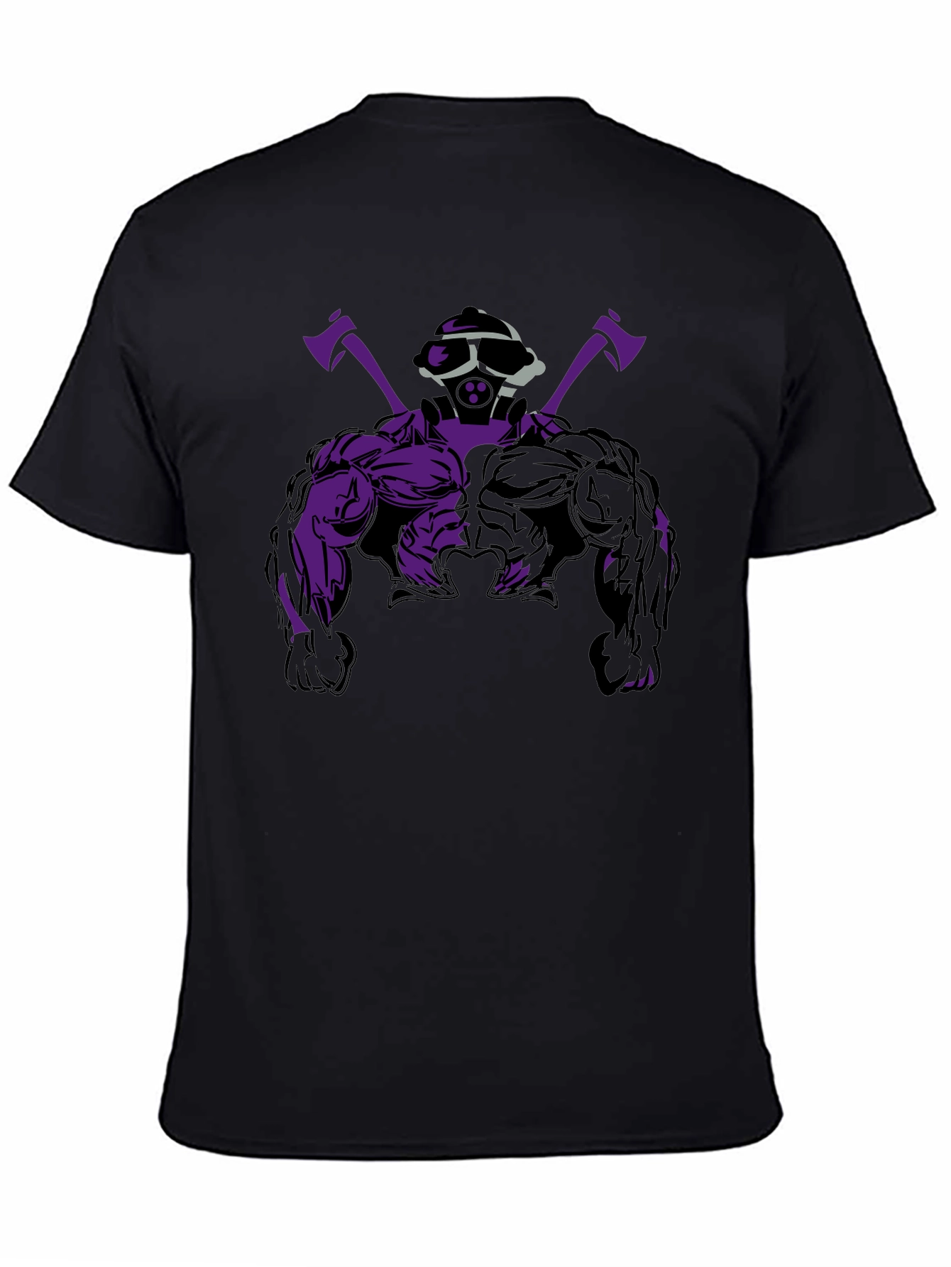 Black Black Graphic Tee - Muscled Mutant with Axes view 4