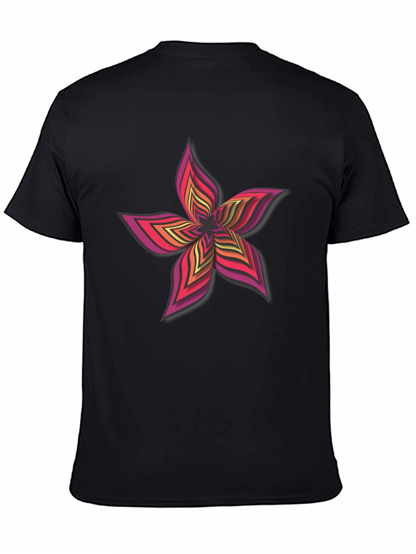 Black Bold Floral Graphic Print T-Shirt - Casual Wear view 4