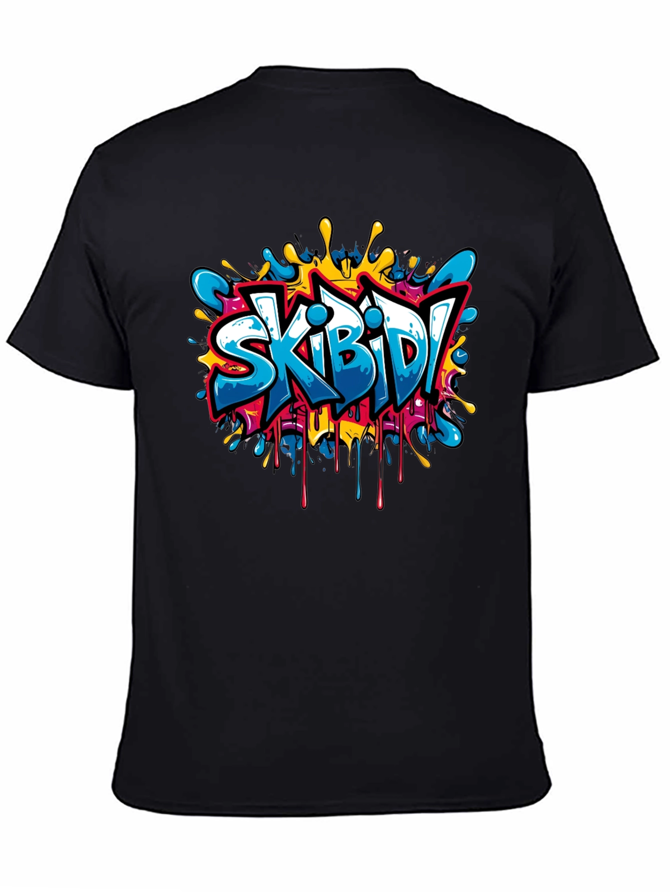 Black Skibidi Graffiti Style Black T-Shirt view 4