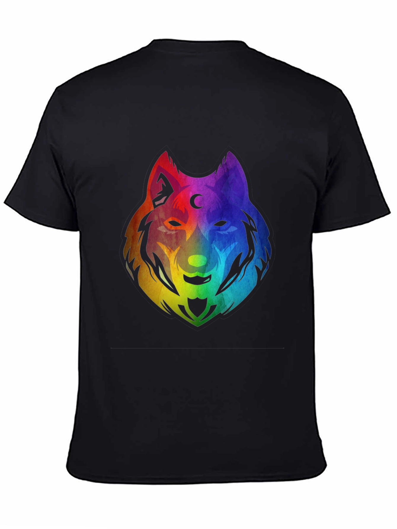 Black Rainbow Wolf Graphic T-Shirt - Black view 4