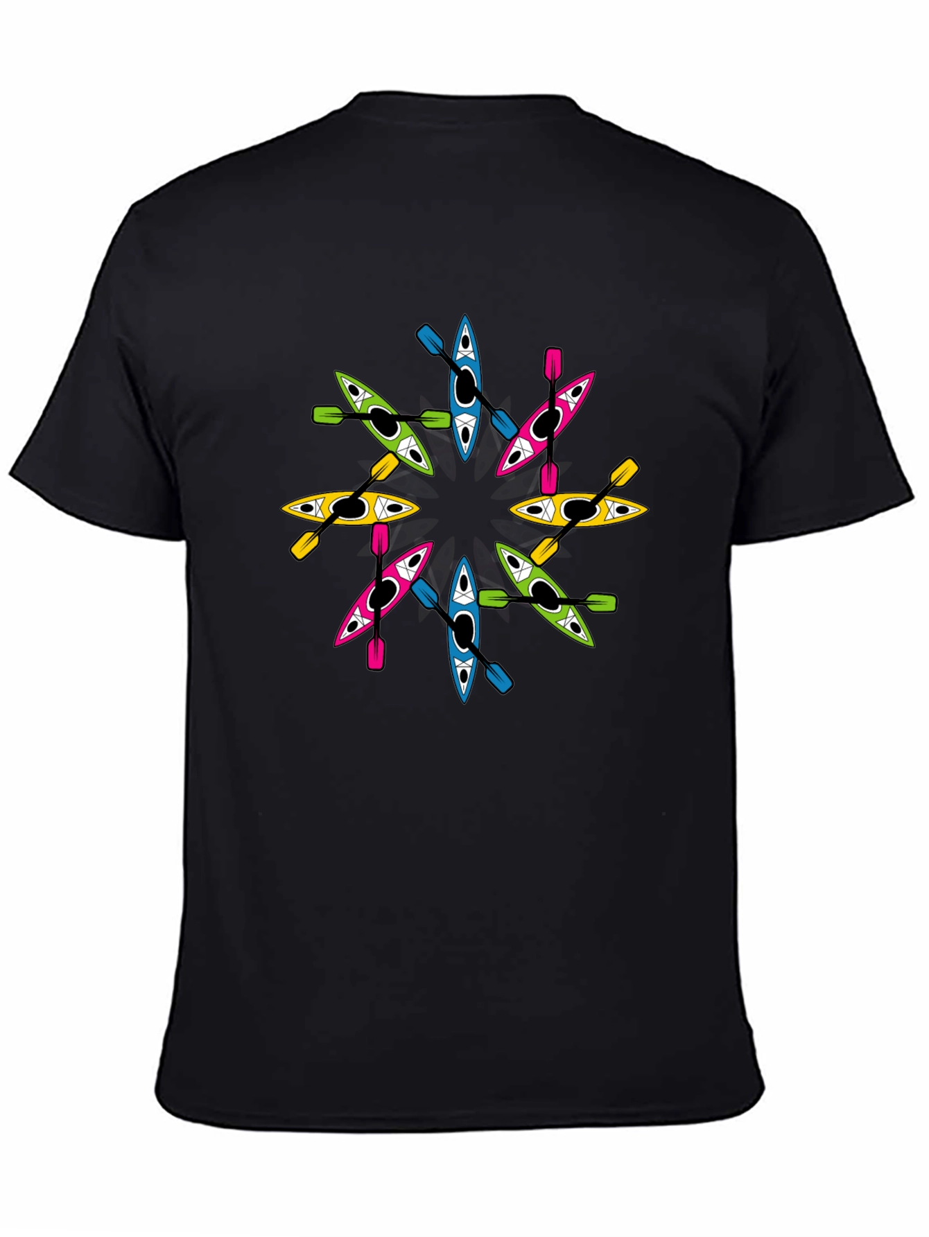 Black Kayak Mandala Graphic T-Shirt - Black view 4
