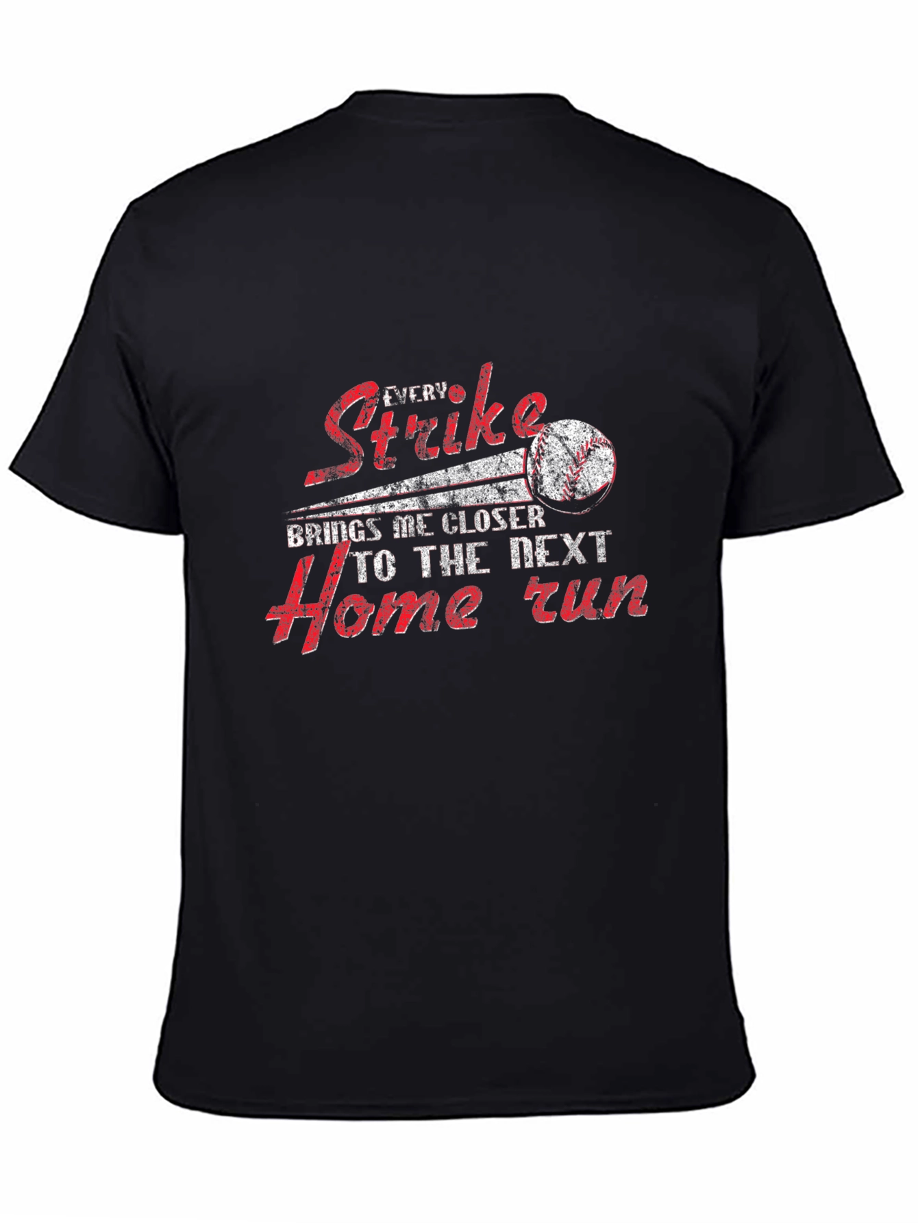 Black Baseball Strike Home Run Graphic T-Shirt view 4