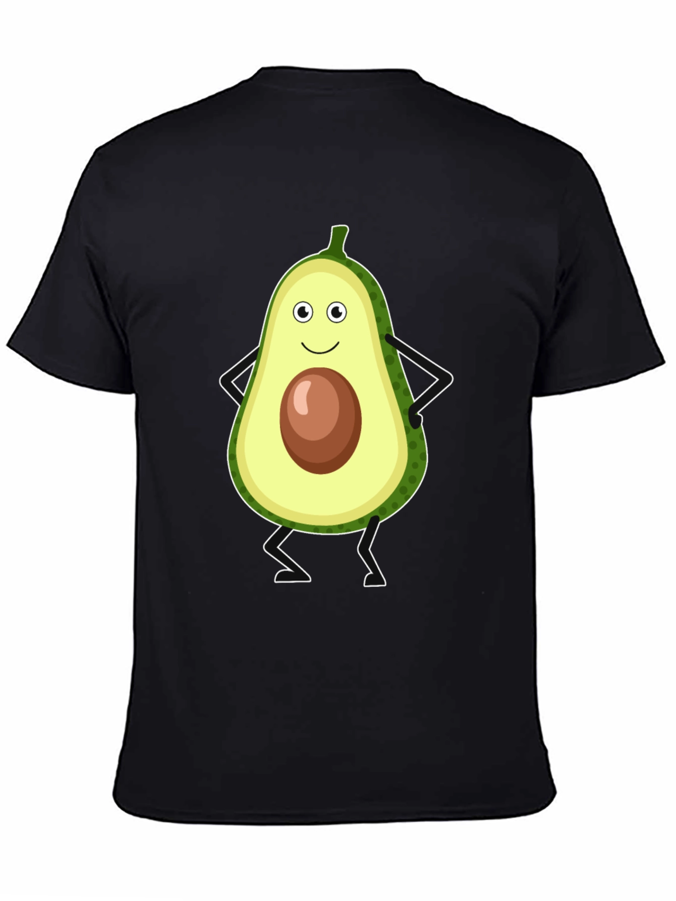 Black Cute Avocado Character T-Shirt - Black view 4