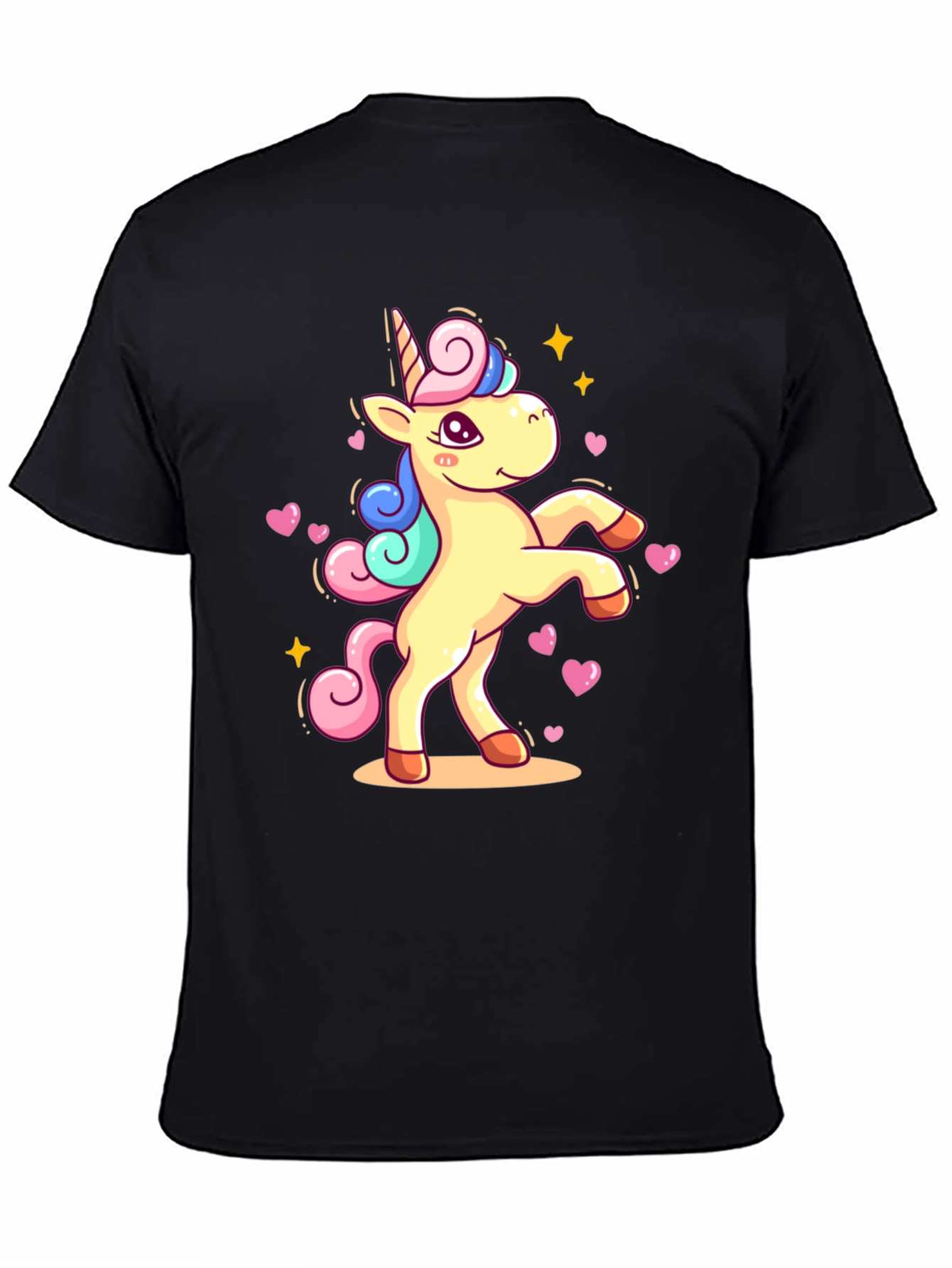 Black Unicorn Graphic Tee - Black Cotton T-Shirt view 4