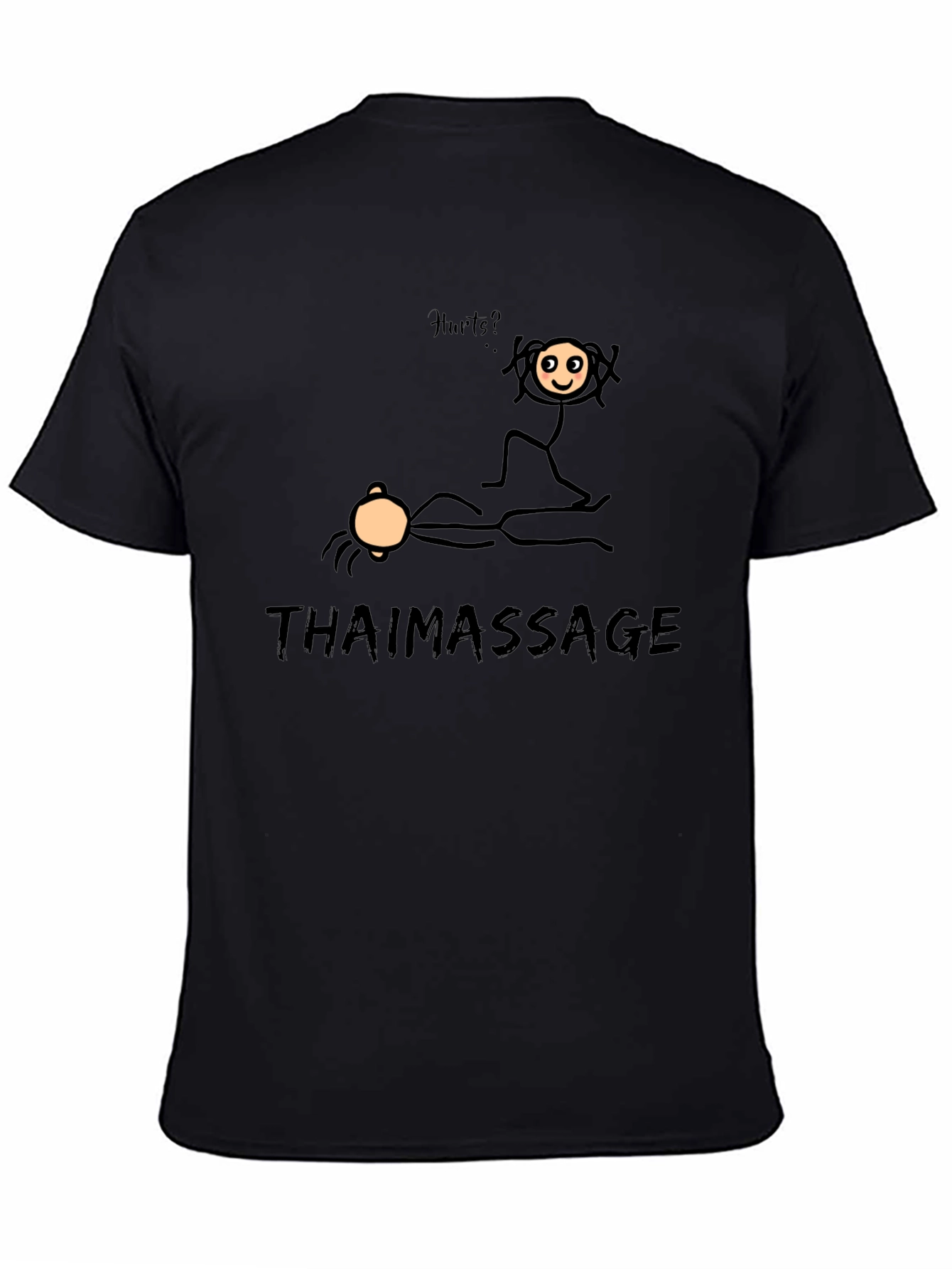 Black Thai Massage Funny Stick Figure T-Shirt view 4