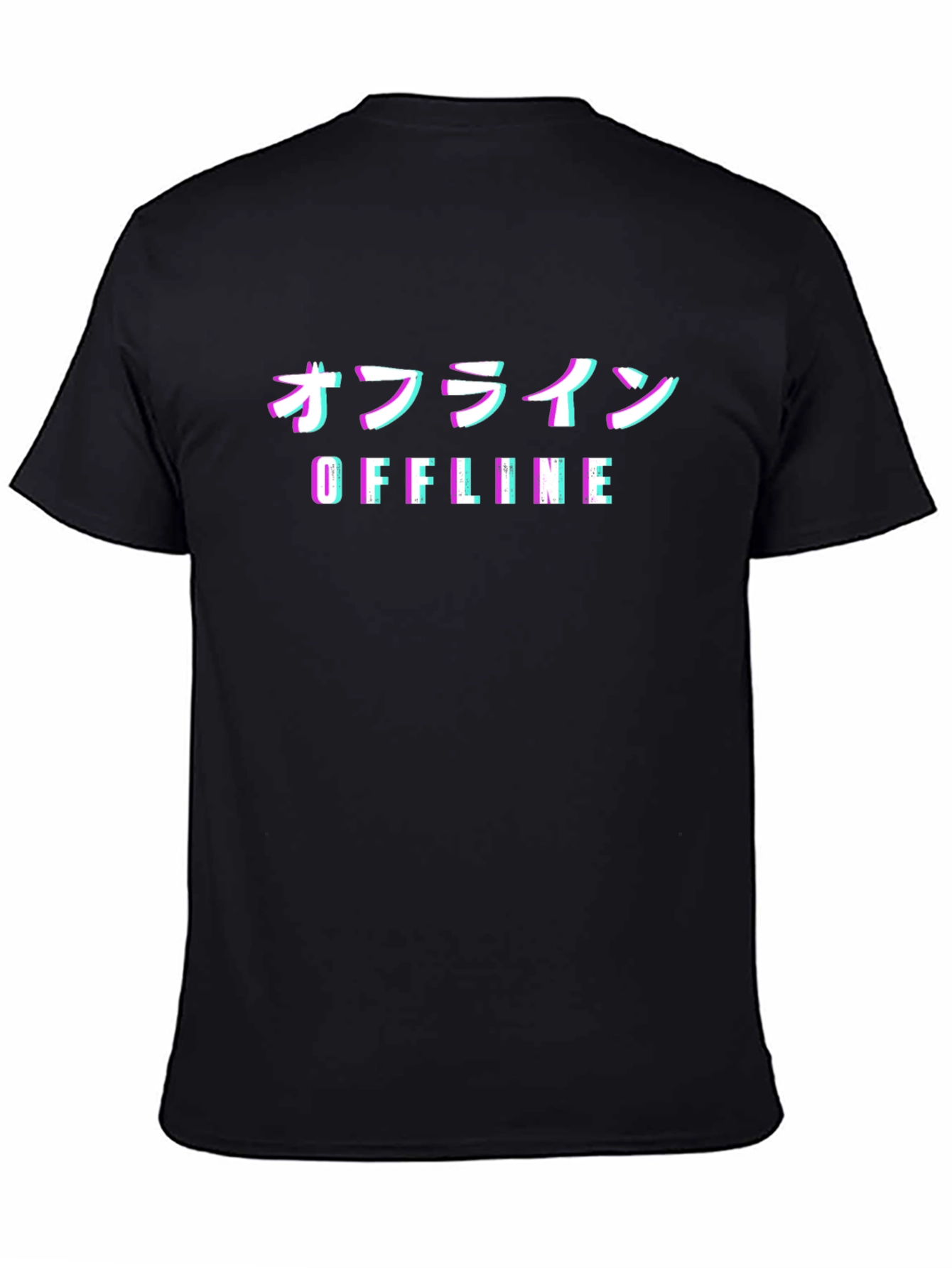 Black Offline Glitch T-Shirt - Japanese Vaporwave view 4