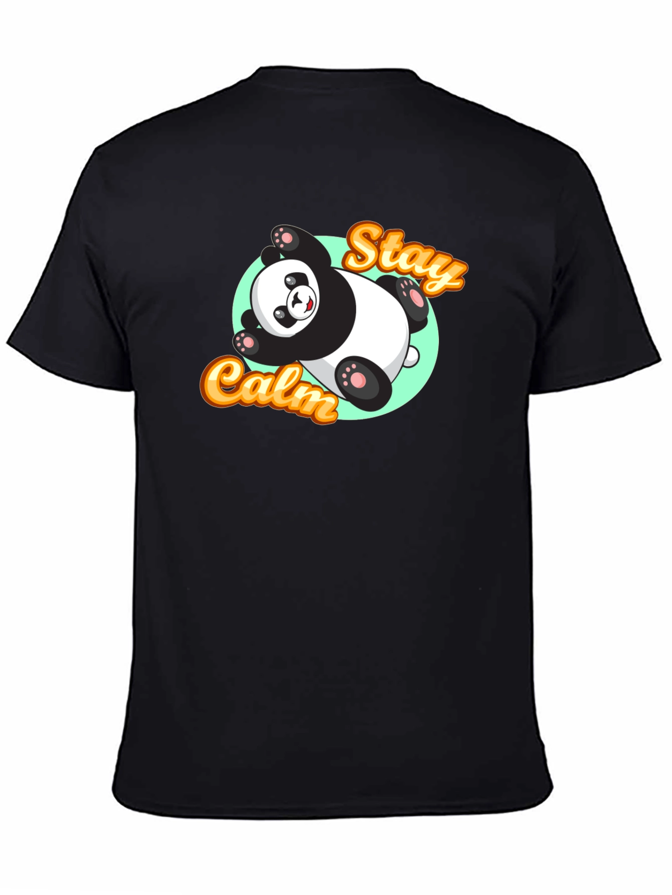 Black Stay Calm Panda T-Shirt - Relaxed Graphic Tee view 4