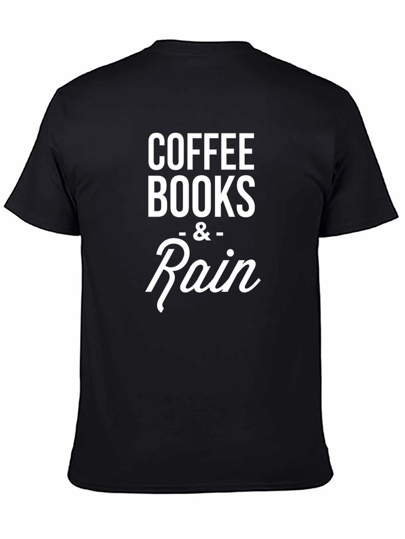 Black Coffee Books & Rain - Unisex T-Shirt view 4