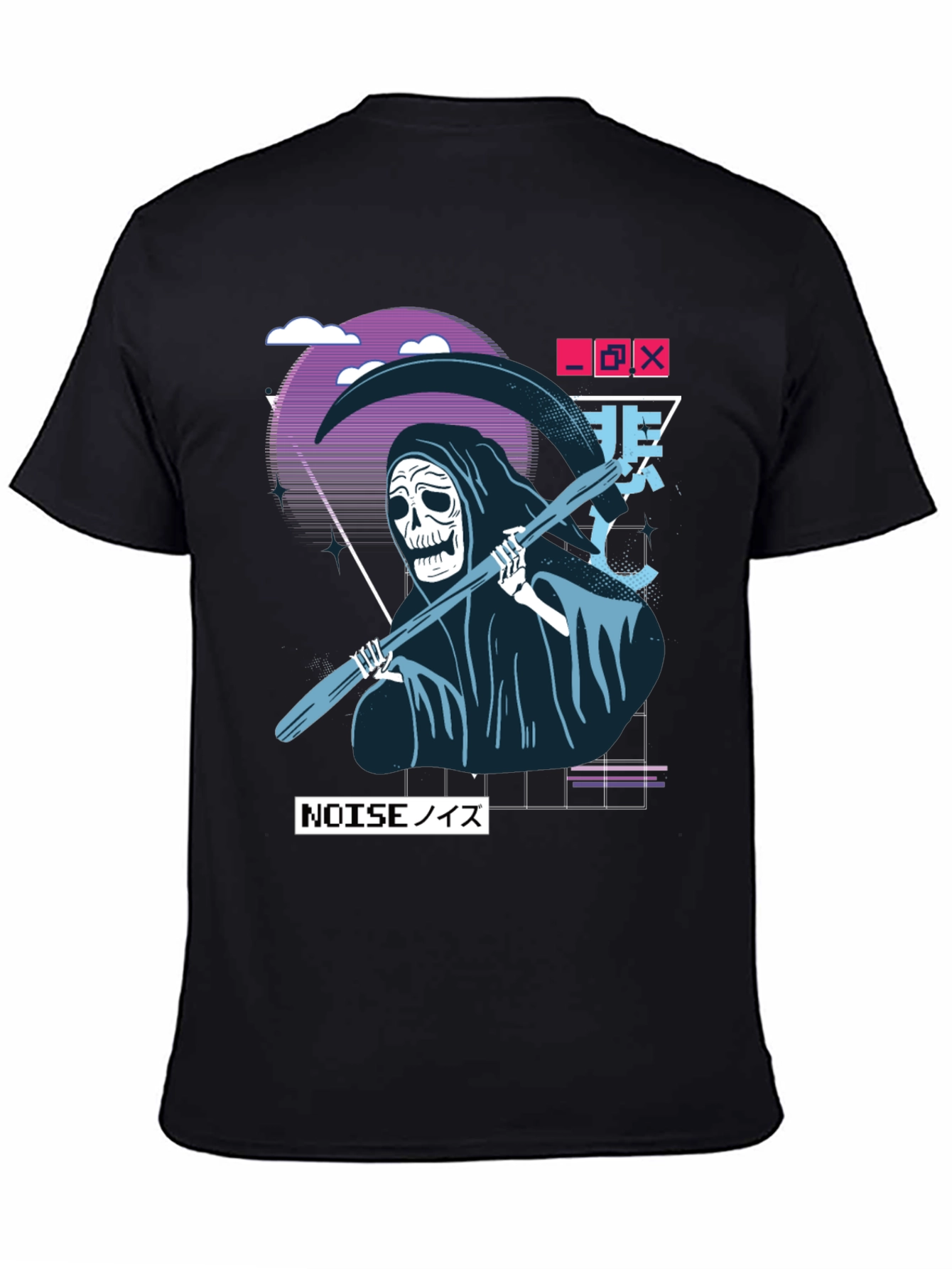 Black Grim Reaper Vaporwave T-Shirt view 4