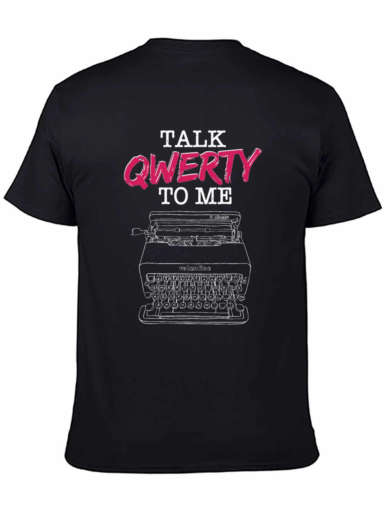 Black Talk Qwerty To Me T-Shirt - Typographic Design view 4