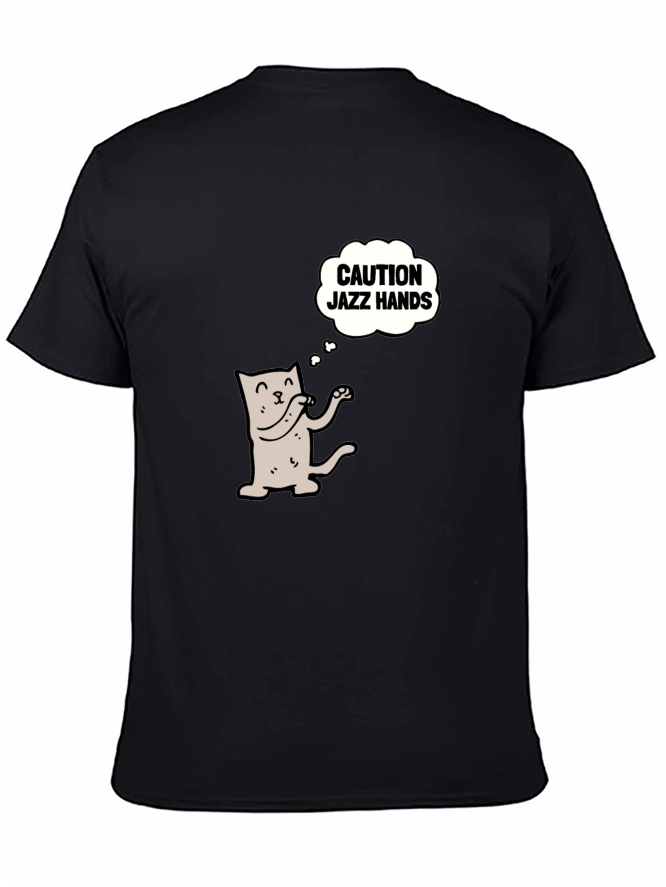 Black Caution Jazz Hands Cat Graphic Tee view 4