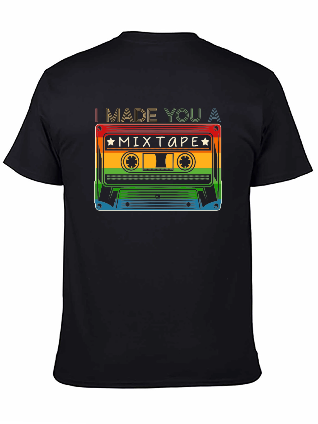 Black I Made You A Mixtape T-Shirt - Retro Cassette Design view 4
