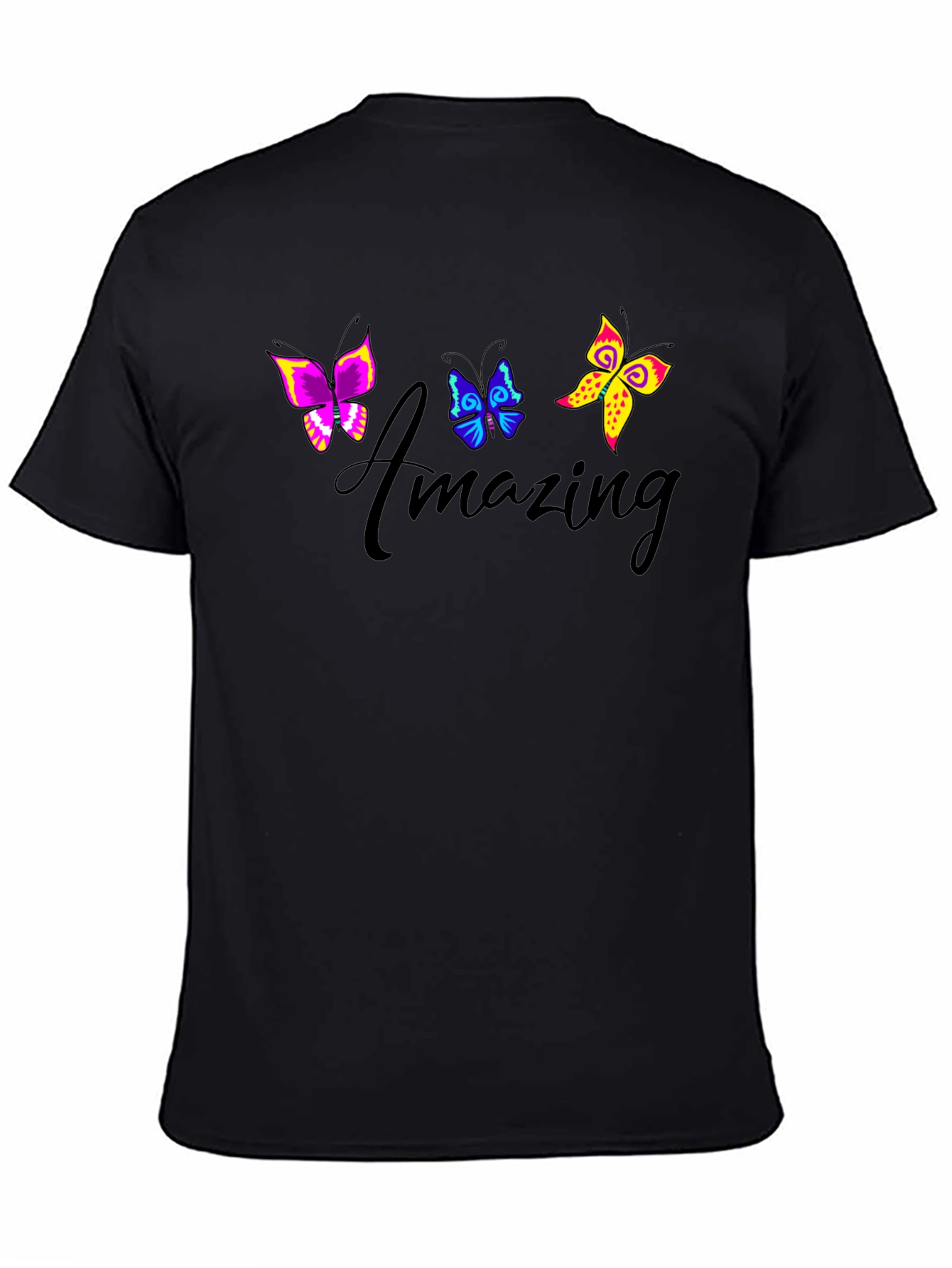 Black Amazing Butterfly Graphic Black T-Shirt view 4