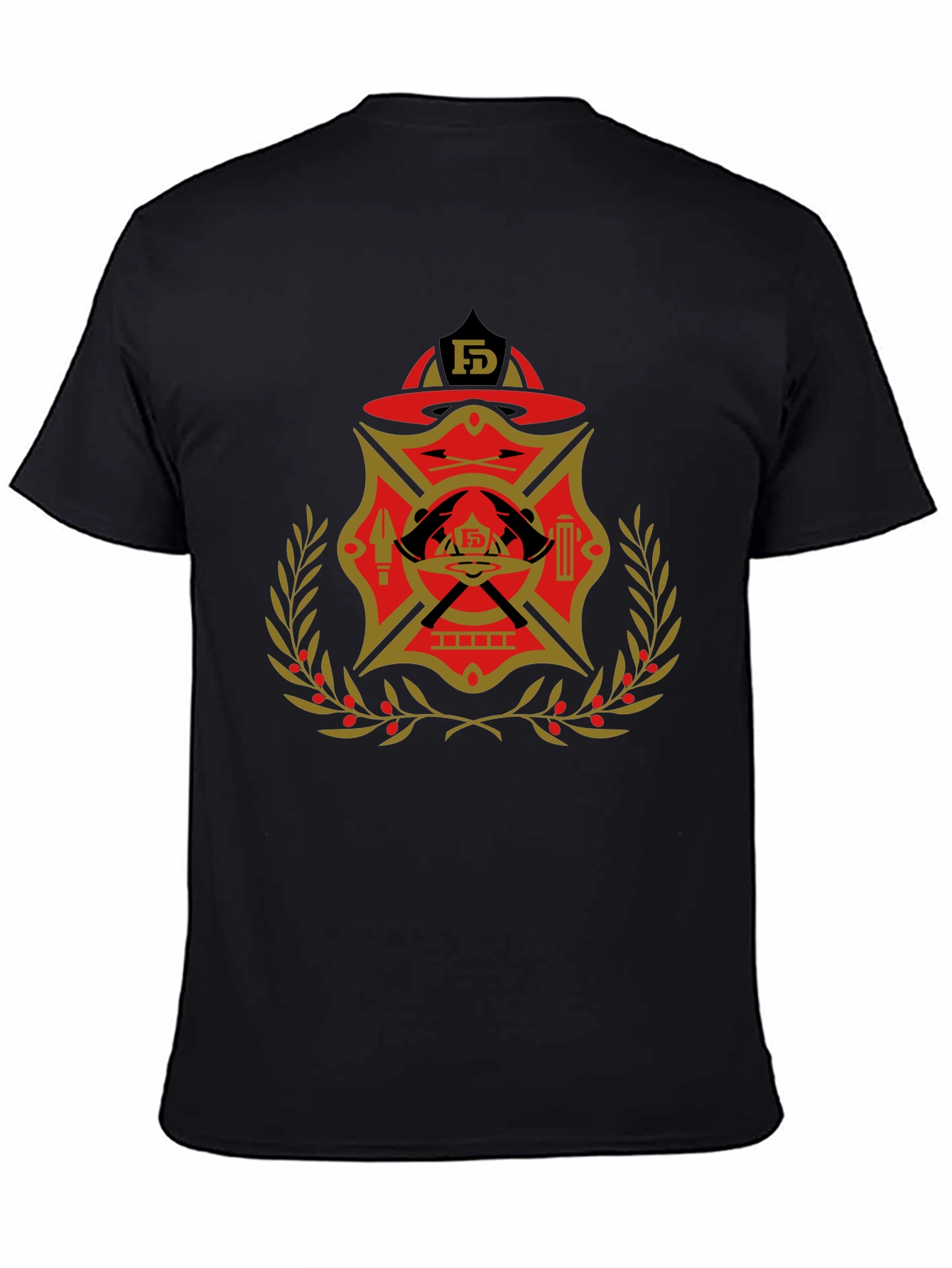 Black Firefighter Emblem Graphic Tee view 4