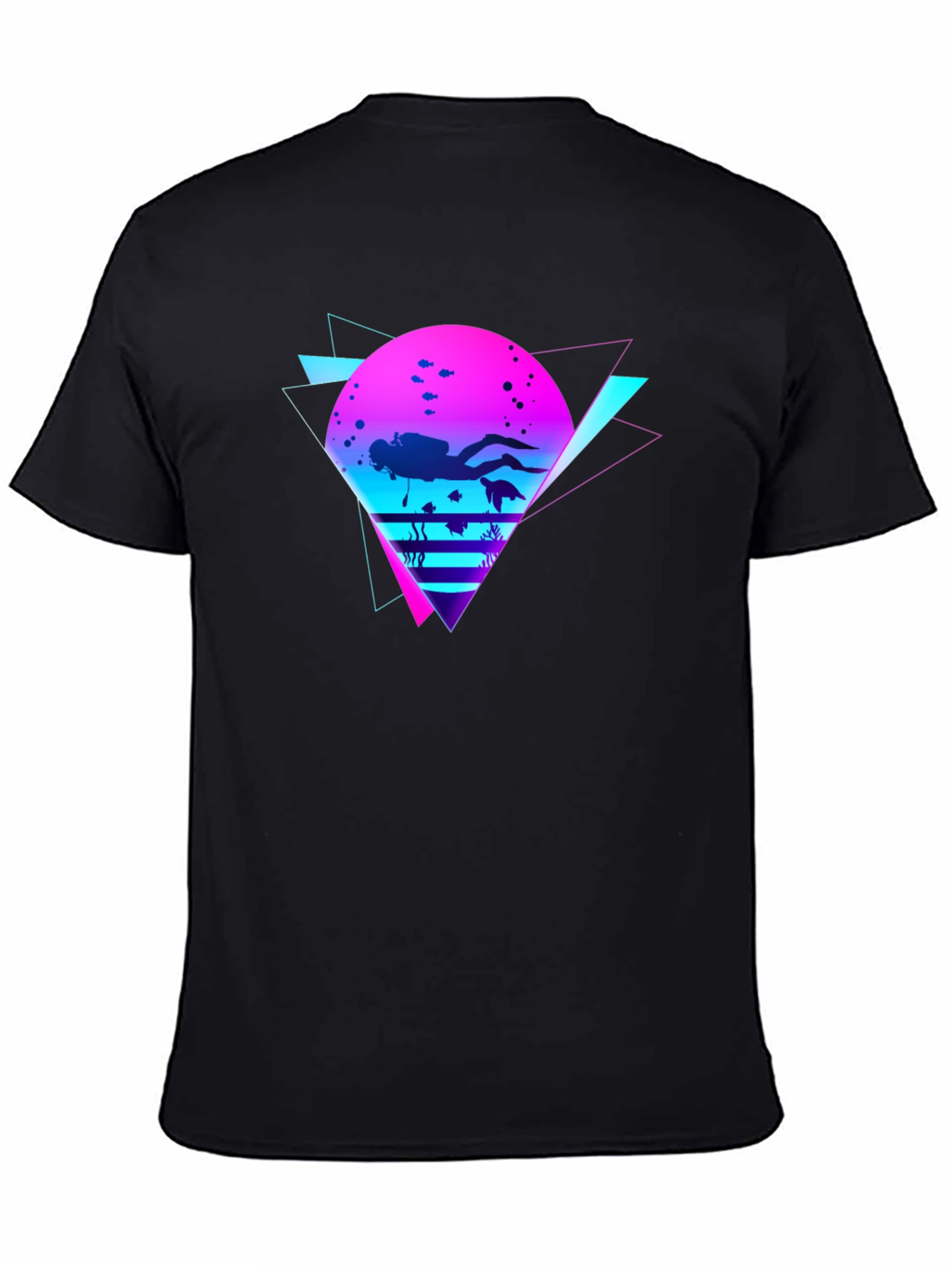 Black Retro Diver Graphic Tee - Black view 4