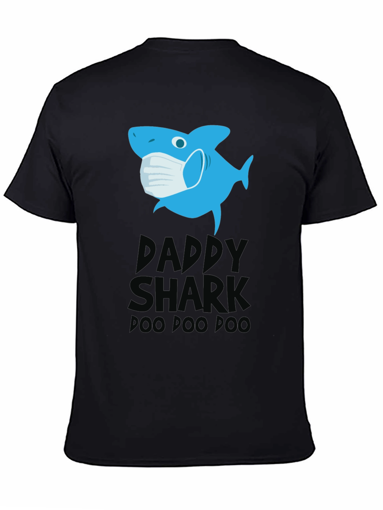 Black Daddy Shark Mask T-Shirt, Doo Doo Doo view 4