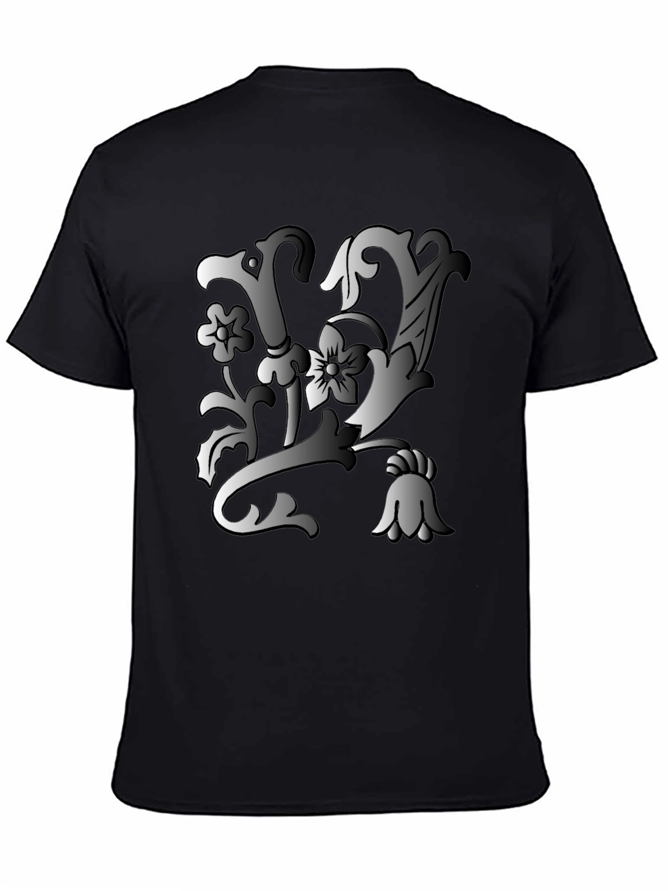 Black Floral Letter Tee - Black view 4