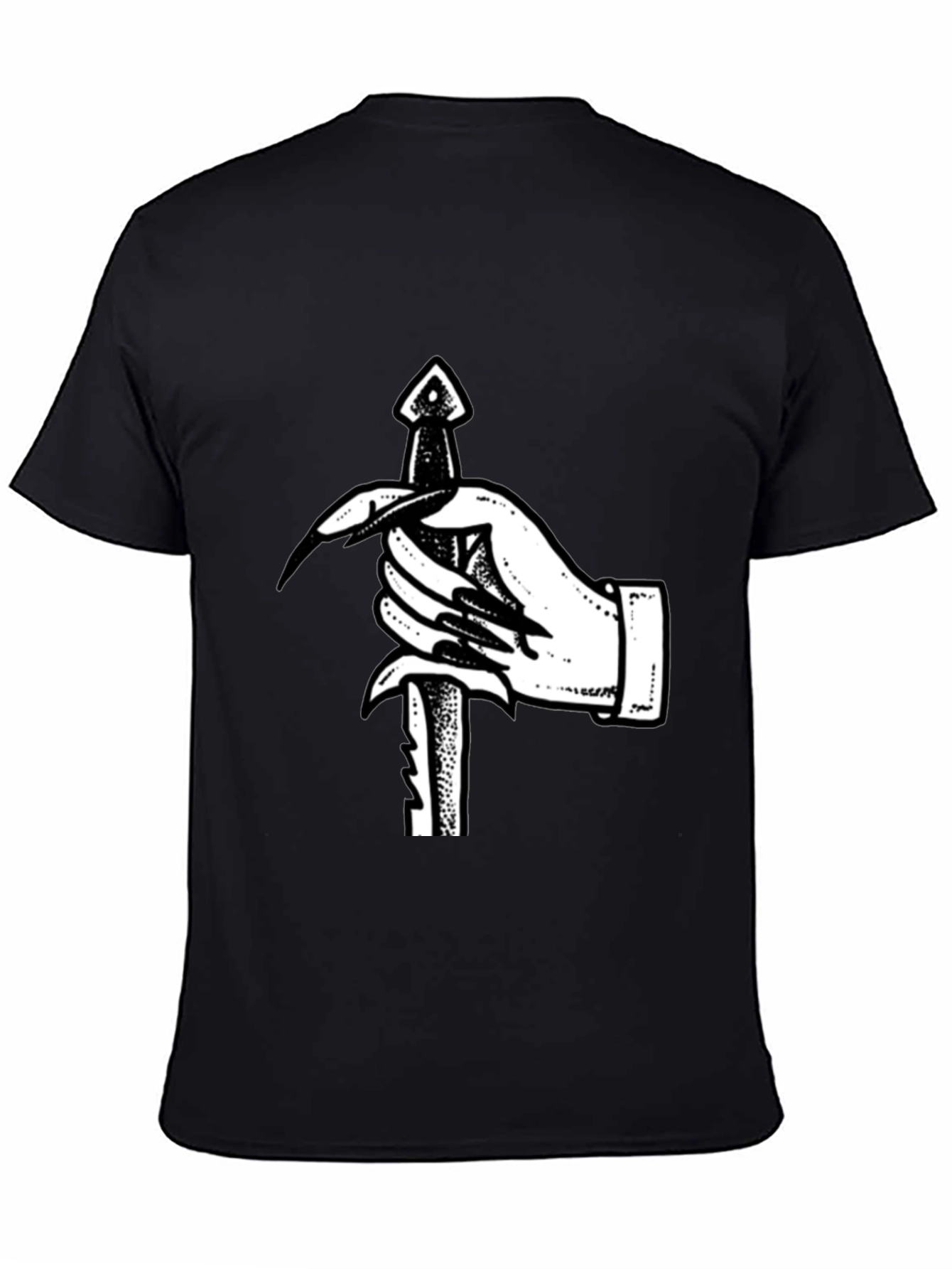 Black Hand Holding Dagger Graphic Tee view 4