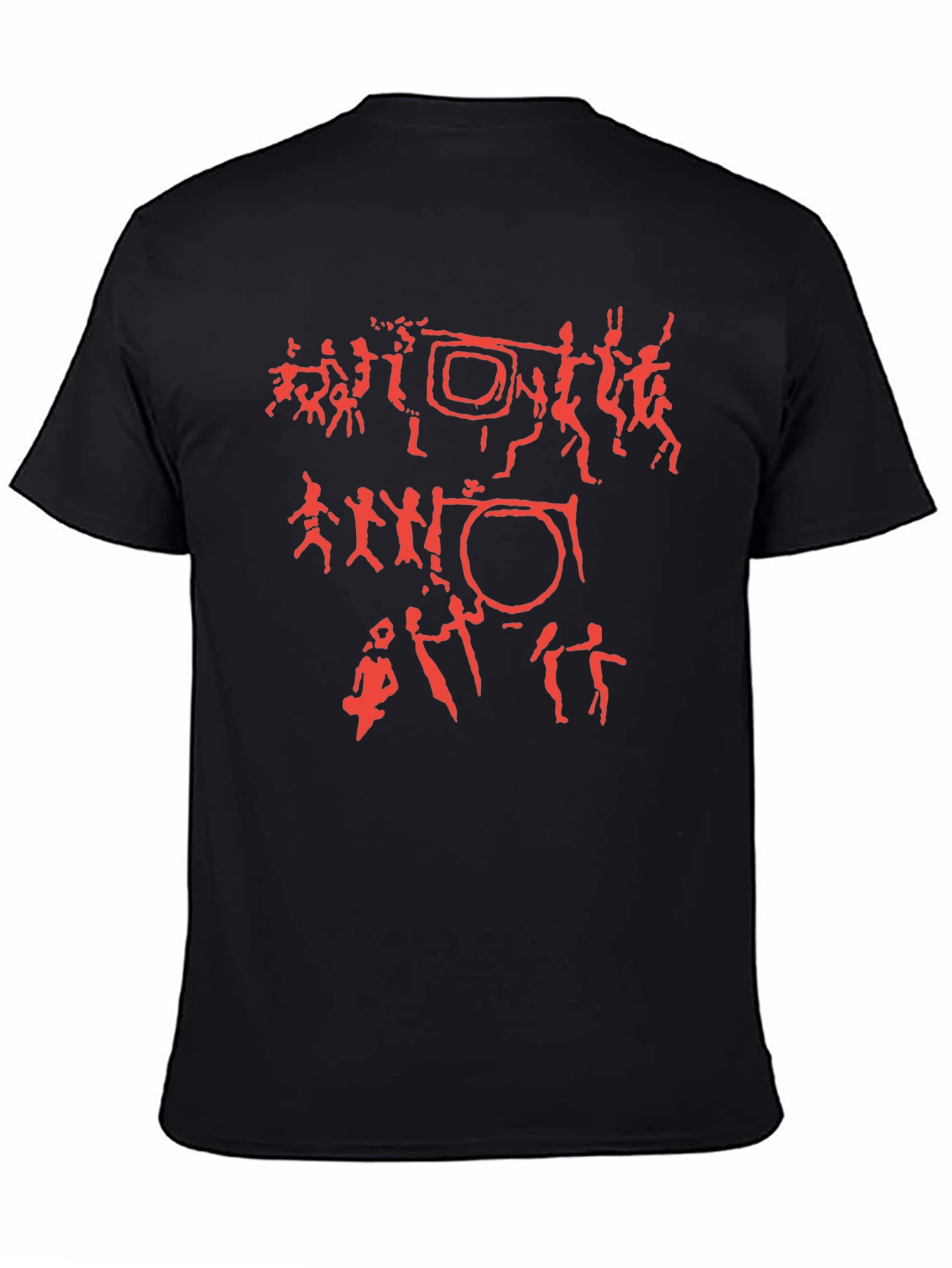 Black Red Pictogram Print Black Crew Neck T-Shirt view 4