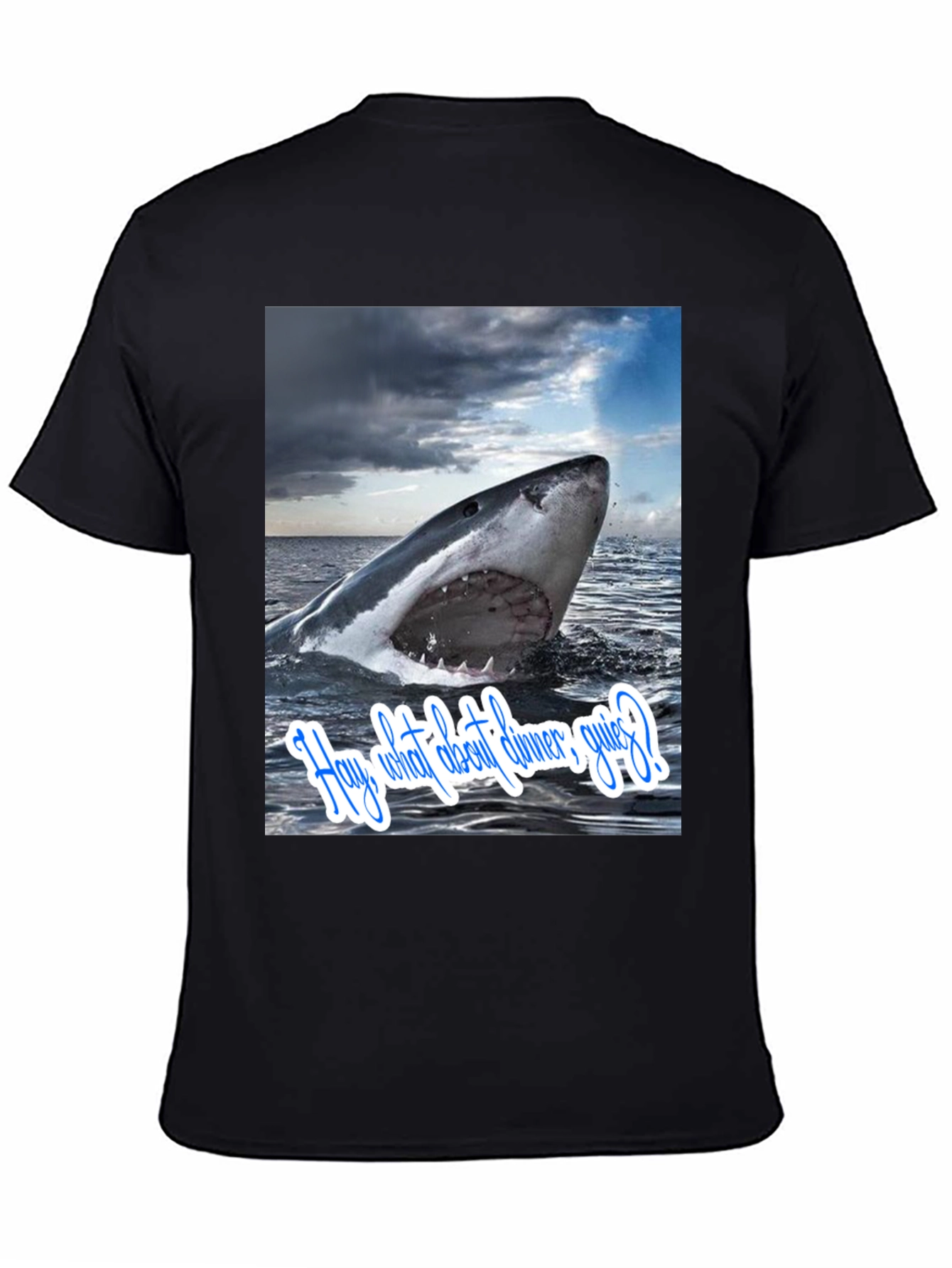 Black Shark Dinner T-Shirt - Funny Ocean Lover Tee view 4