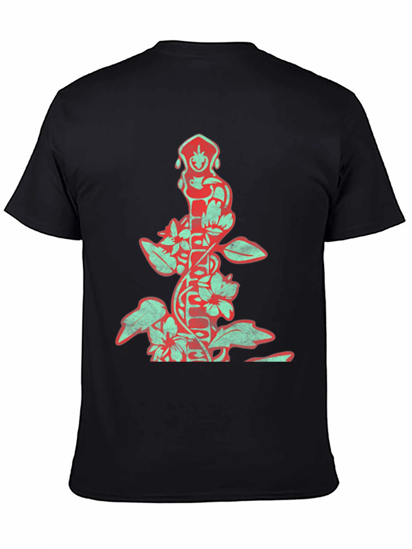 Black Vintage Floral Totem Graphic Tee - Black view 4