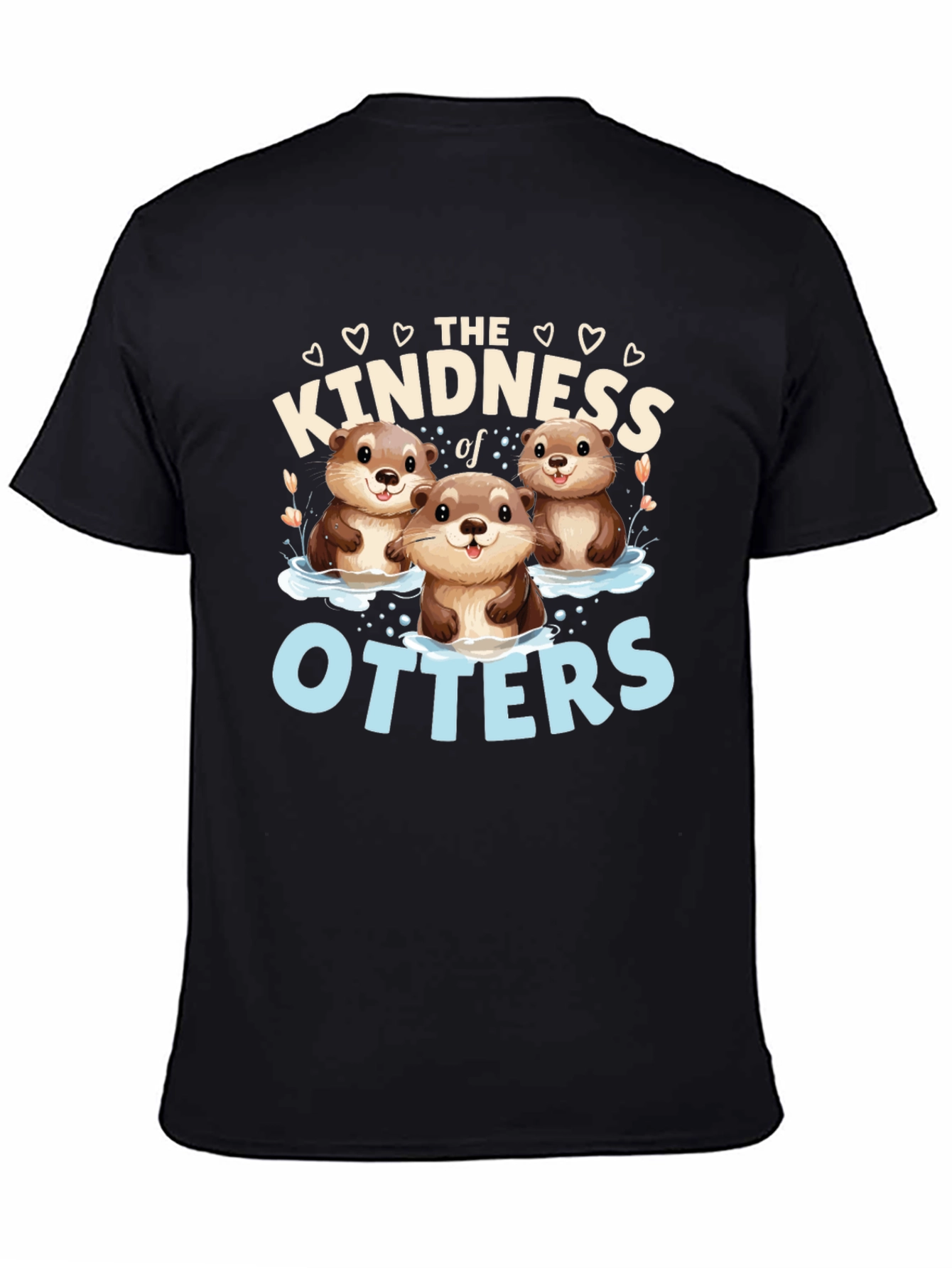 Black Kindness of Otters Graphic Tee - Unisex Soft Cotton view 4
