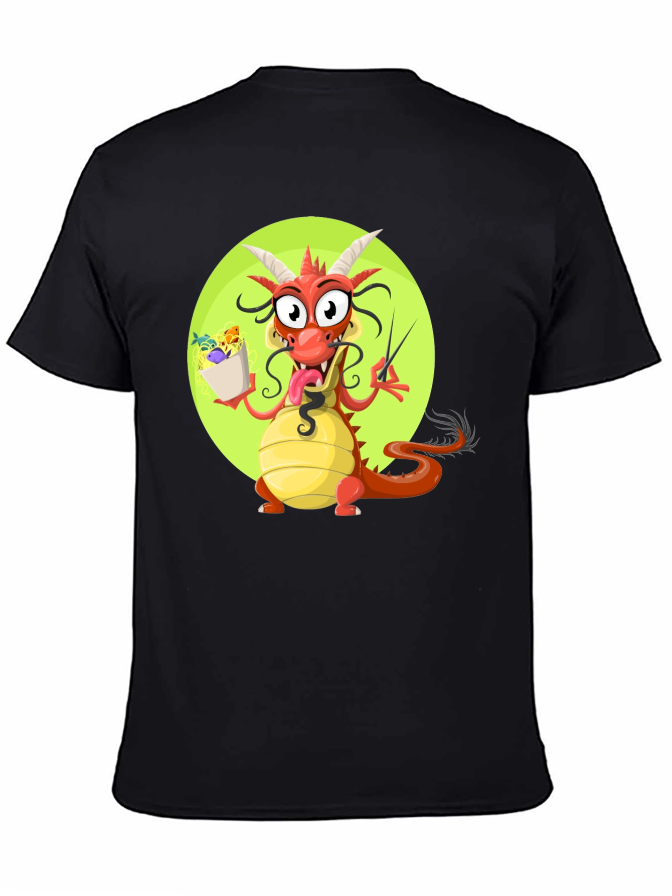 Black Funny Dragon Ramen T-Shirt view 4