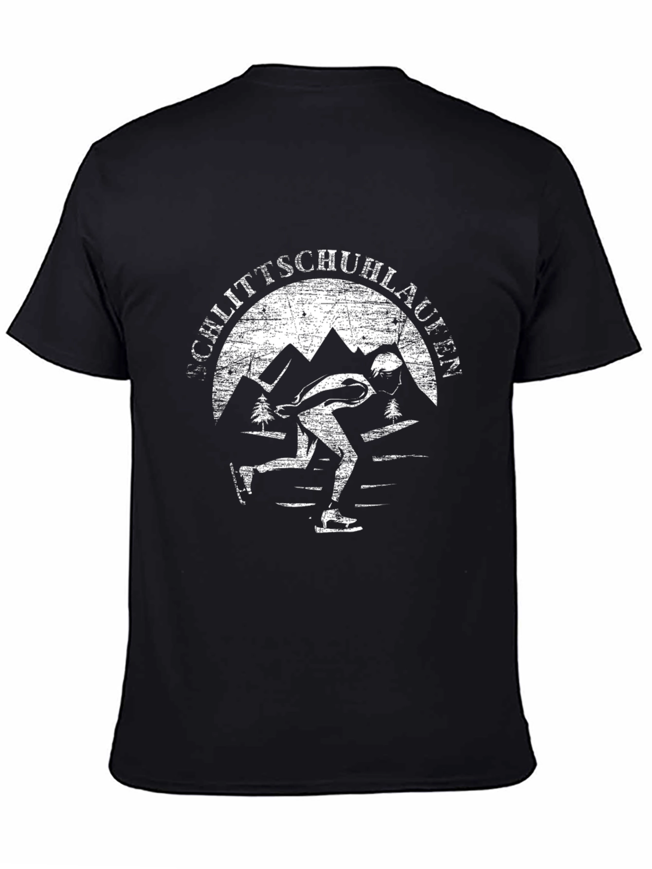 Black Retro Speed Skating T-Shirt - Schlittschuhlaufen Design view 4