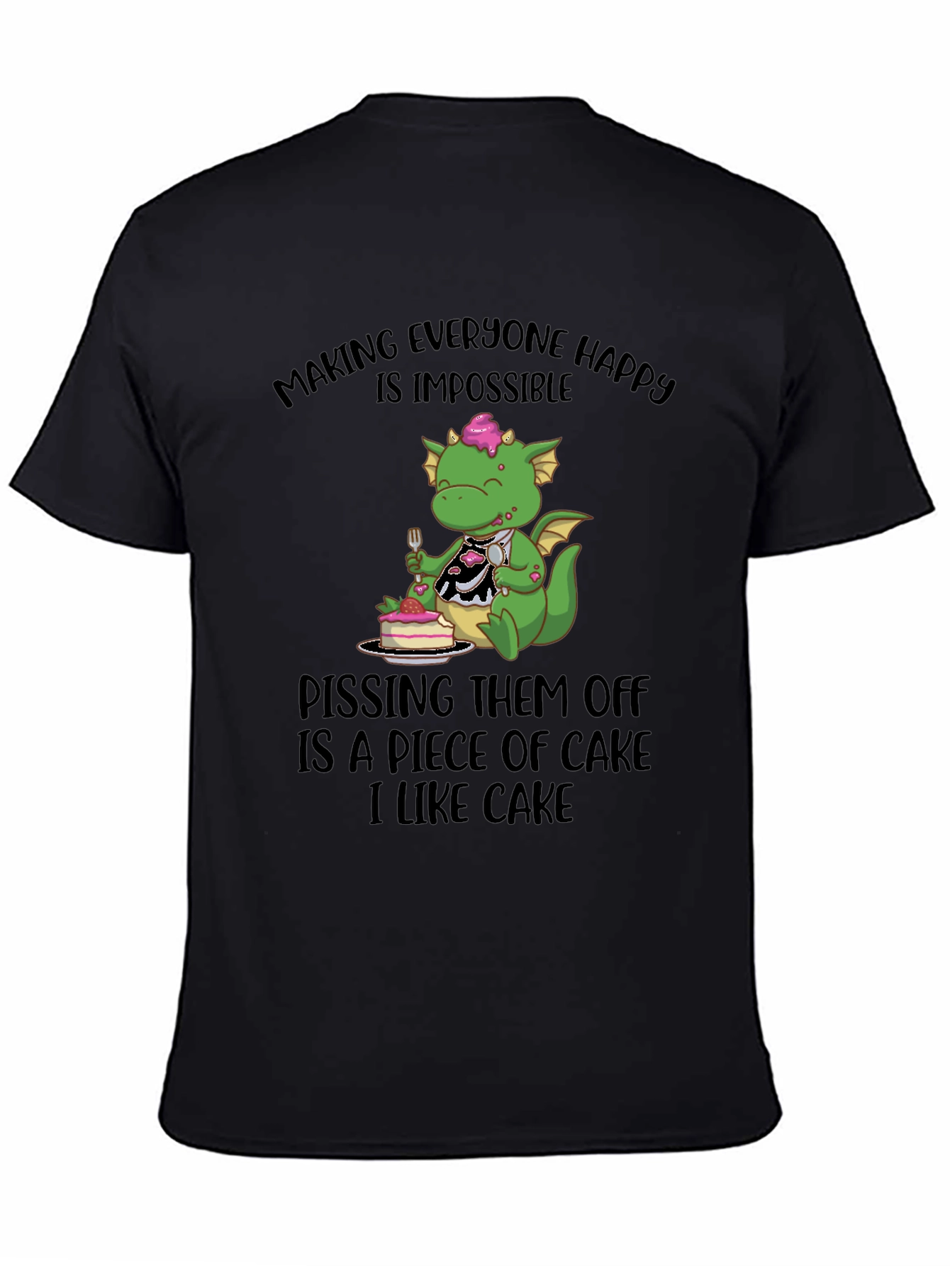 Black Funny Dragon Cake Lover T-Shirt view 4