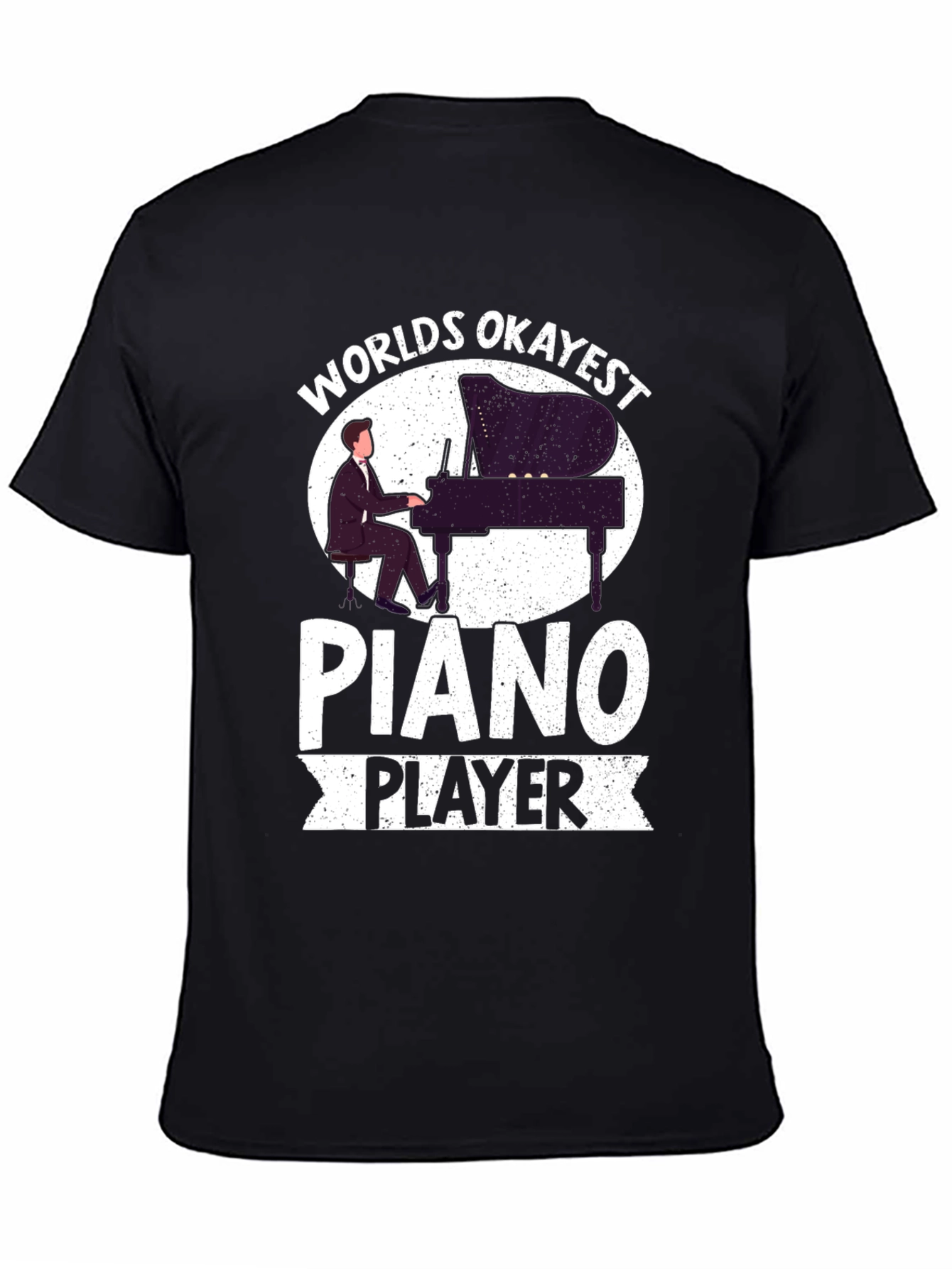 Black Worlds Okayest Piano Player Graphic T-Shirt view 4
