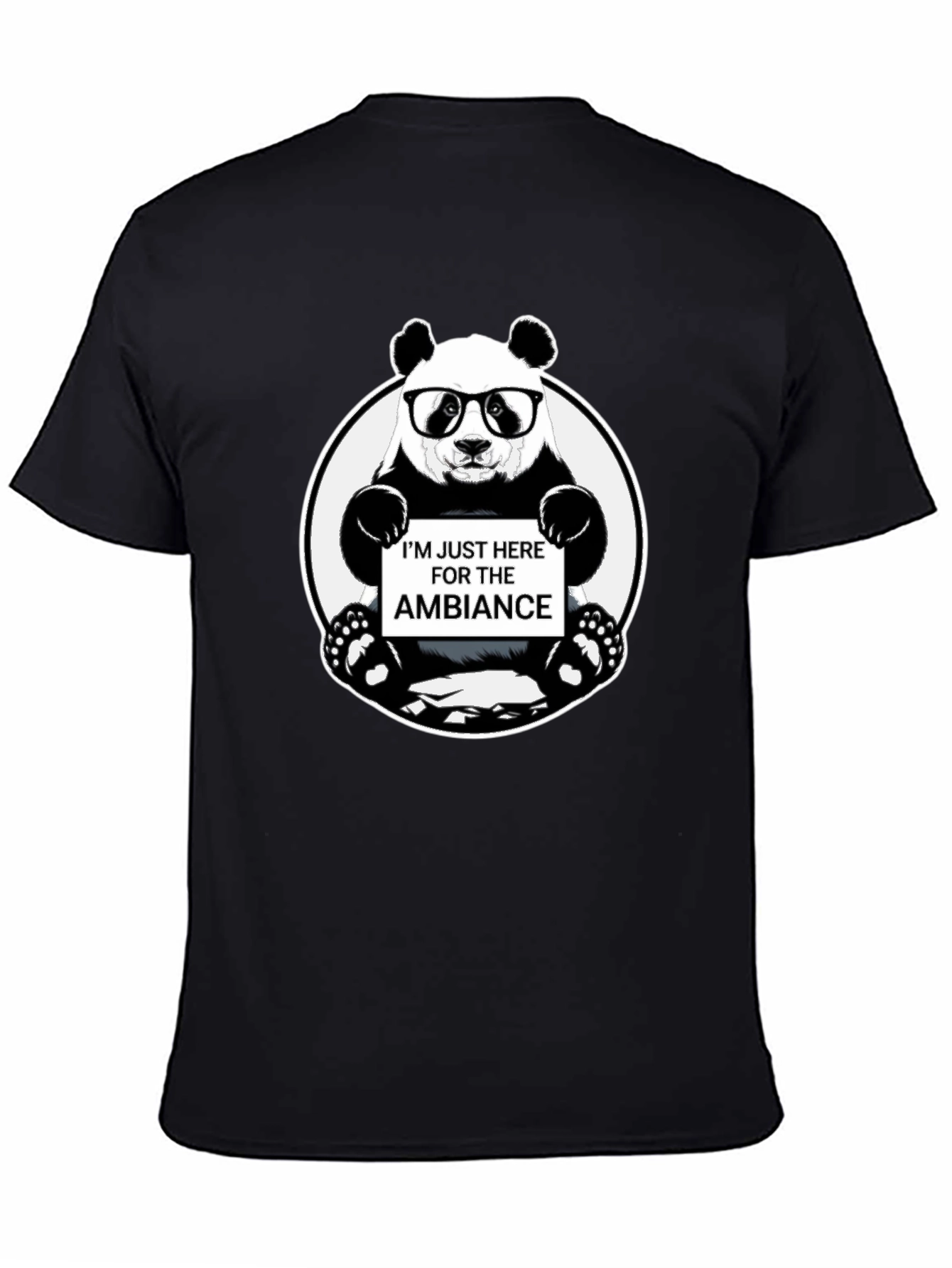 Black Funny Panda 'Ambiance' Graphic Print Black T-Shirt view 4