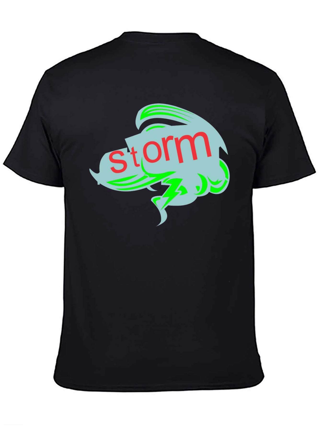 Black Storm Graphic Tee - Black Cotton T-Shirt view 4