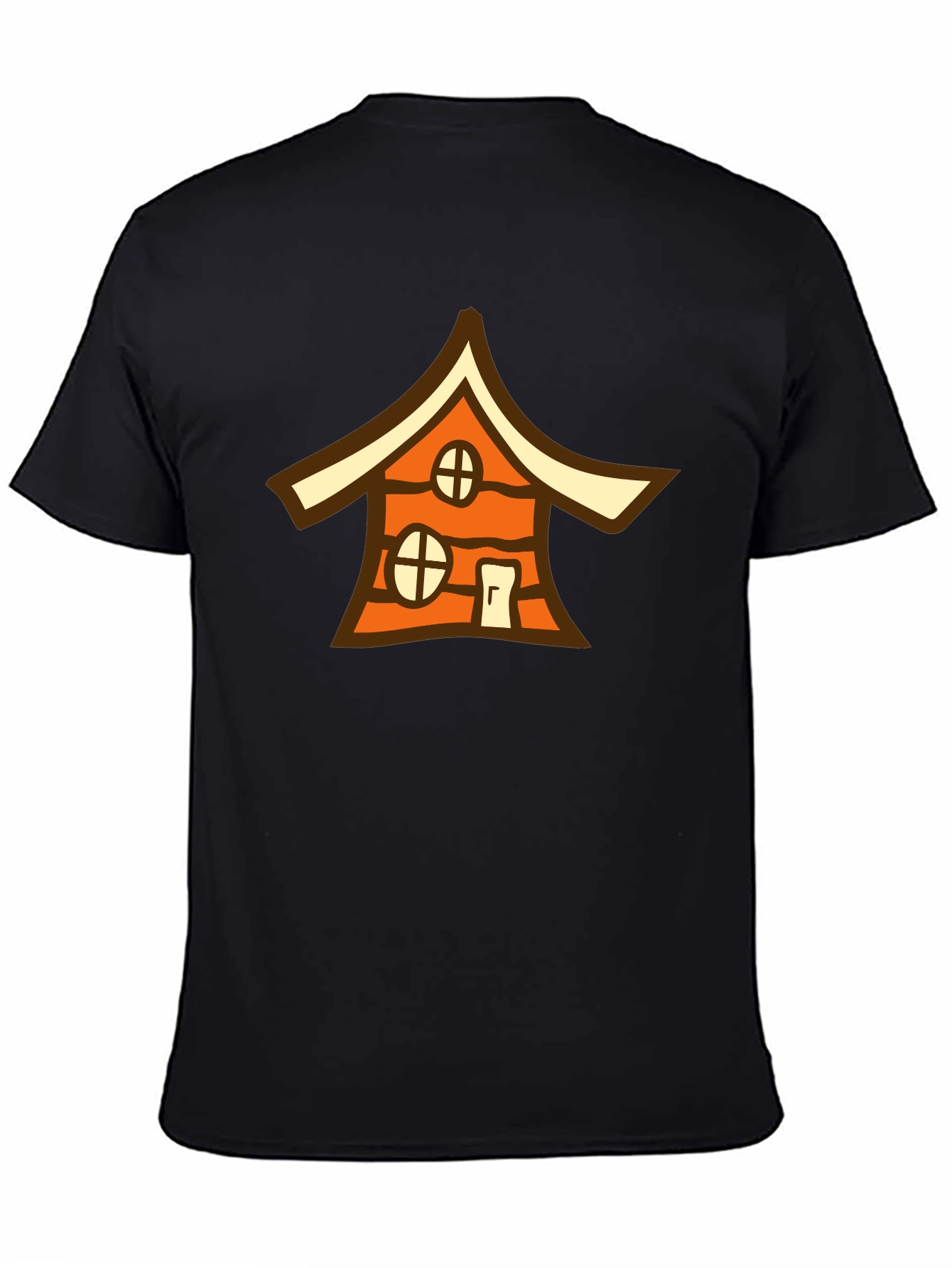Black Cartoon House Graphic Black T-Shirt view 4
