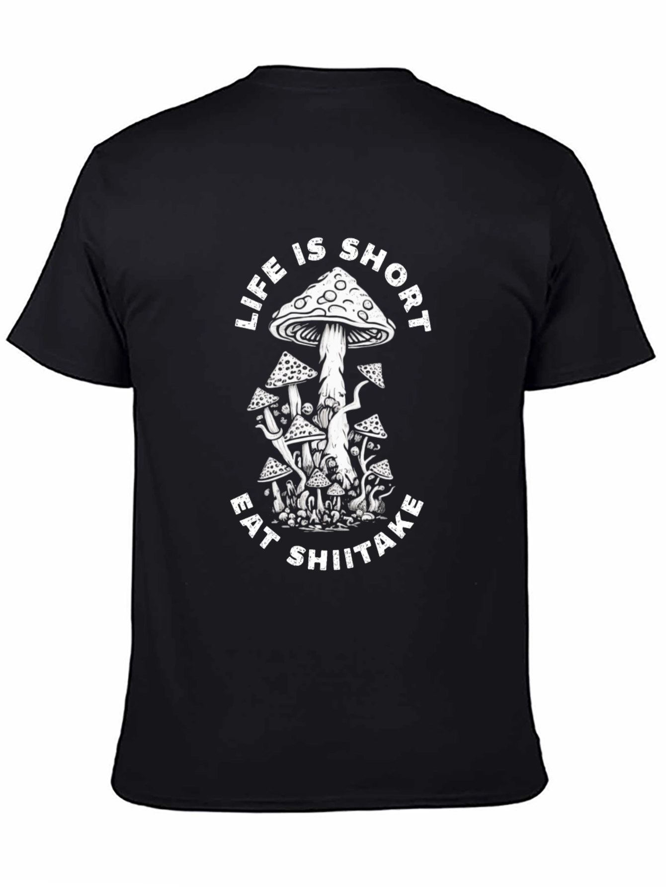 Black Life is Short Eat Shiitake T-Shirt - Black view 4