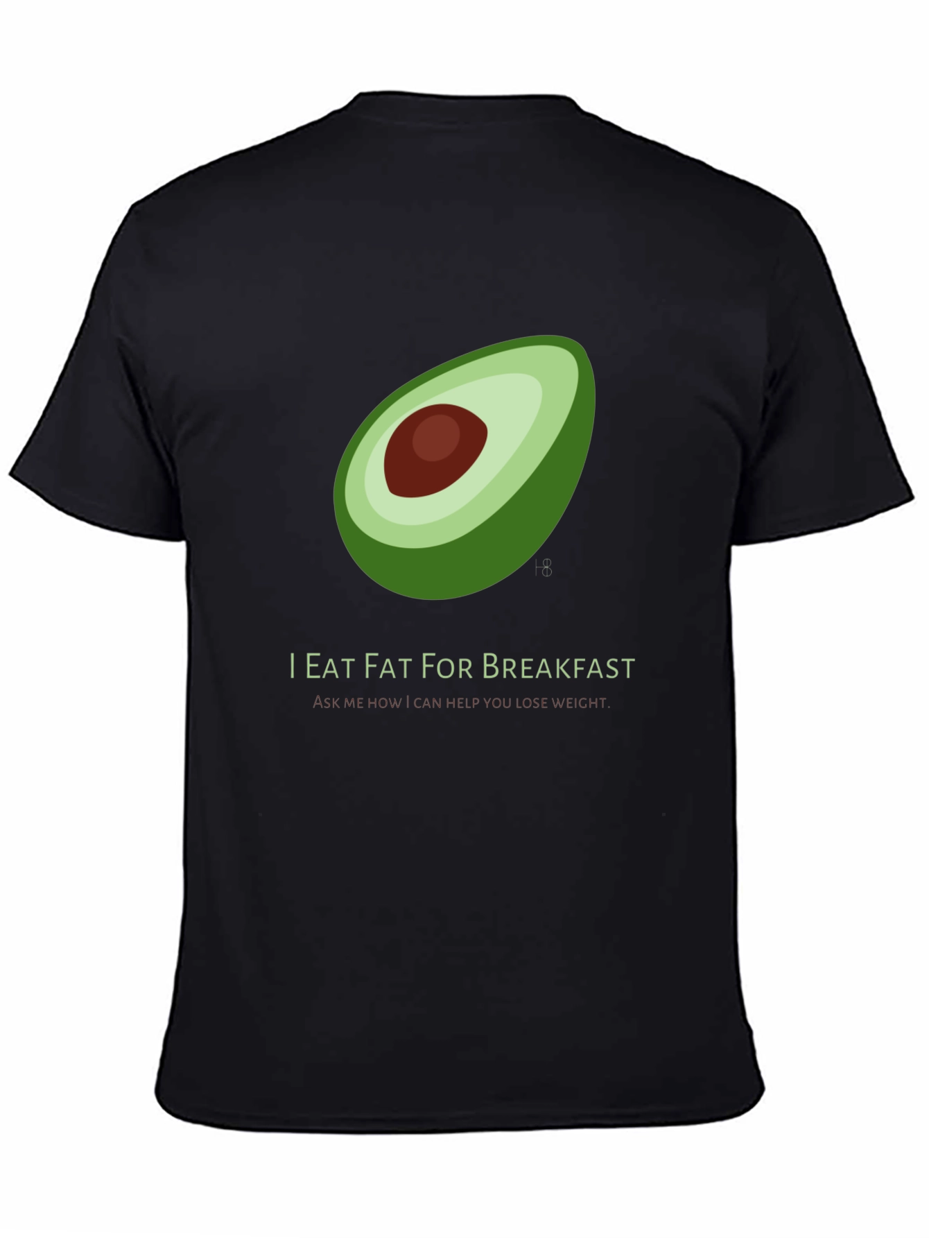 Black I Eat Fat for Breakfast T-Shirt - Avocado Graphic view 4