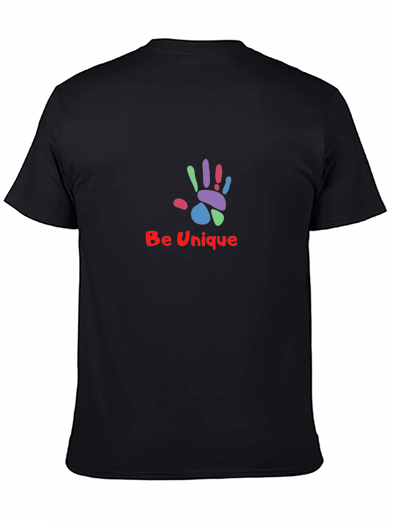 Black Unique Handprint Graphic Tee - Stylish Black T-Shirt view 4