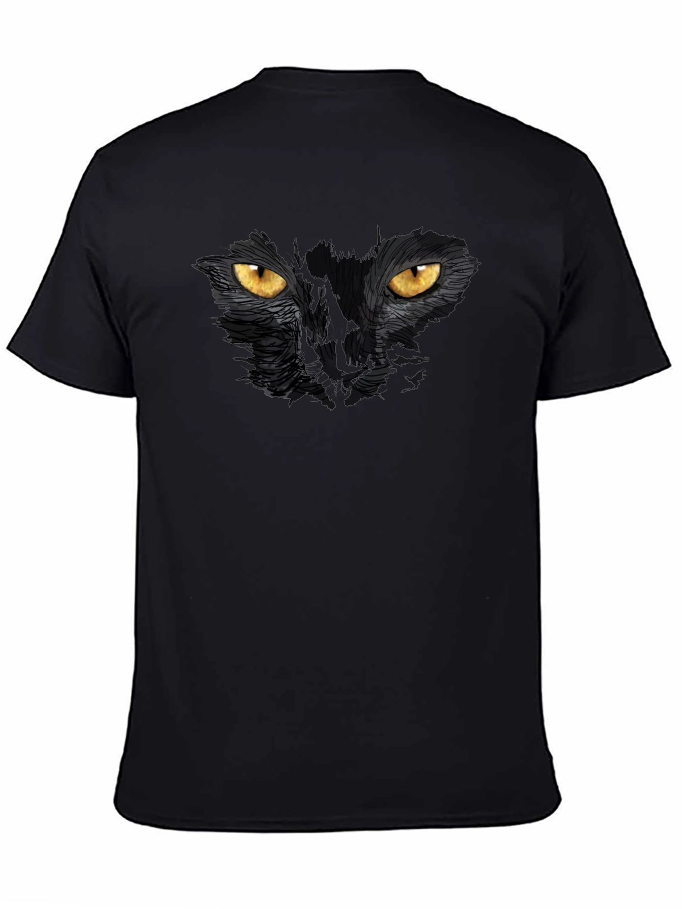 Black Black Cat Eyes Graphic T-Shirt - Men's Casual Tee view 4