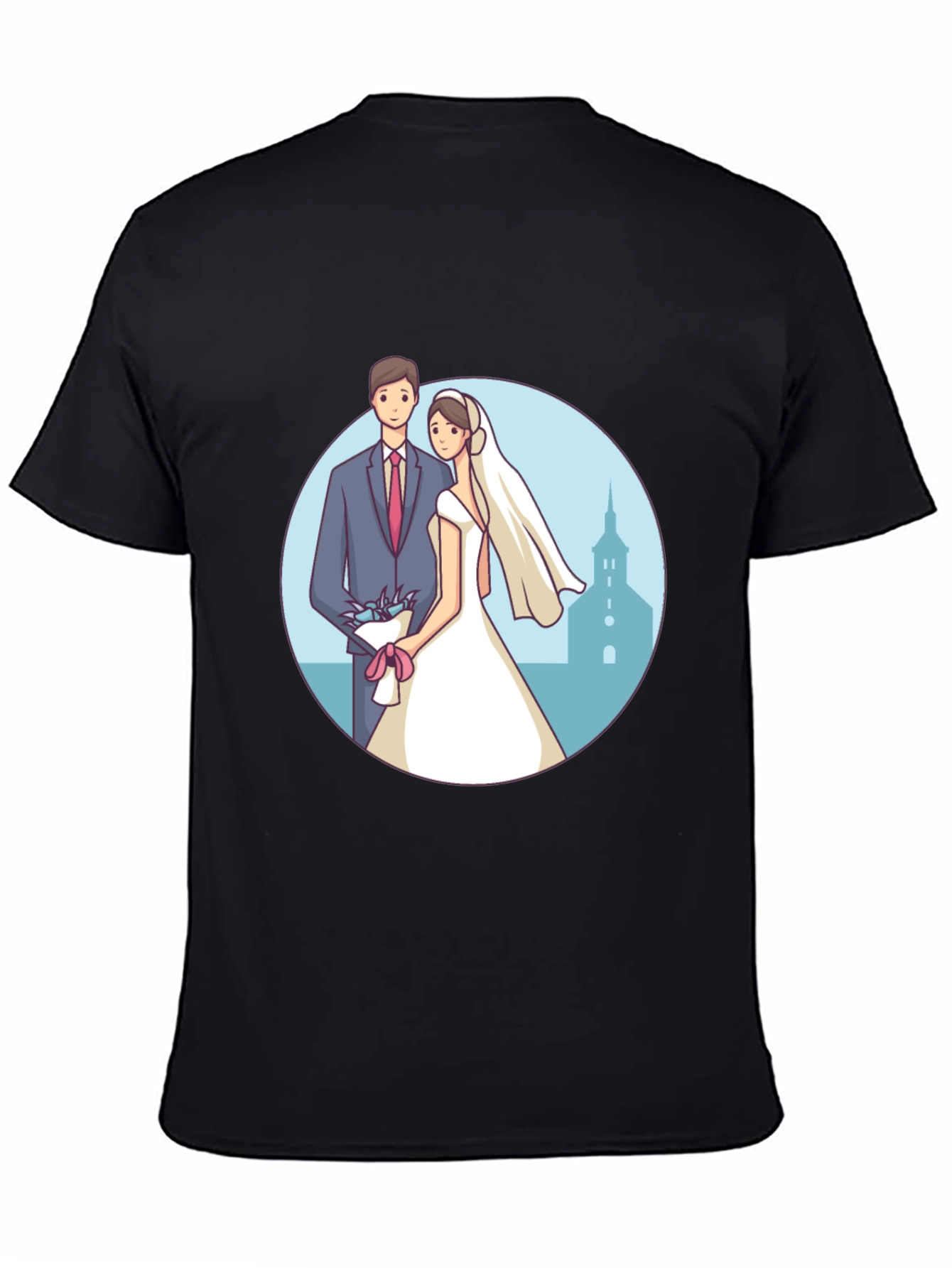 Wedding Couple Graphic Tee - Romantic Black T-Shirt - 4