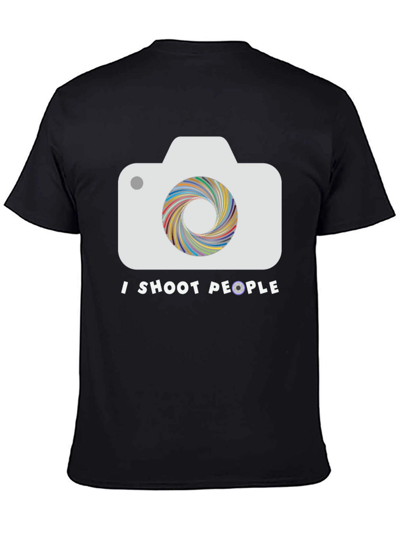 Black I Shoot People Camera T-Shirt - Photographer Tee view 4