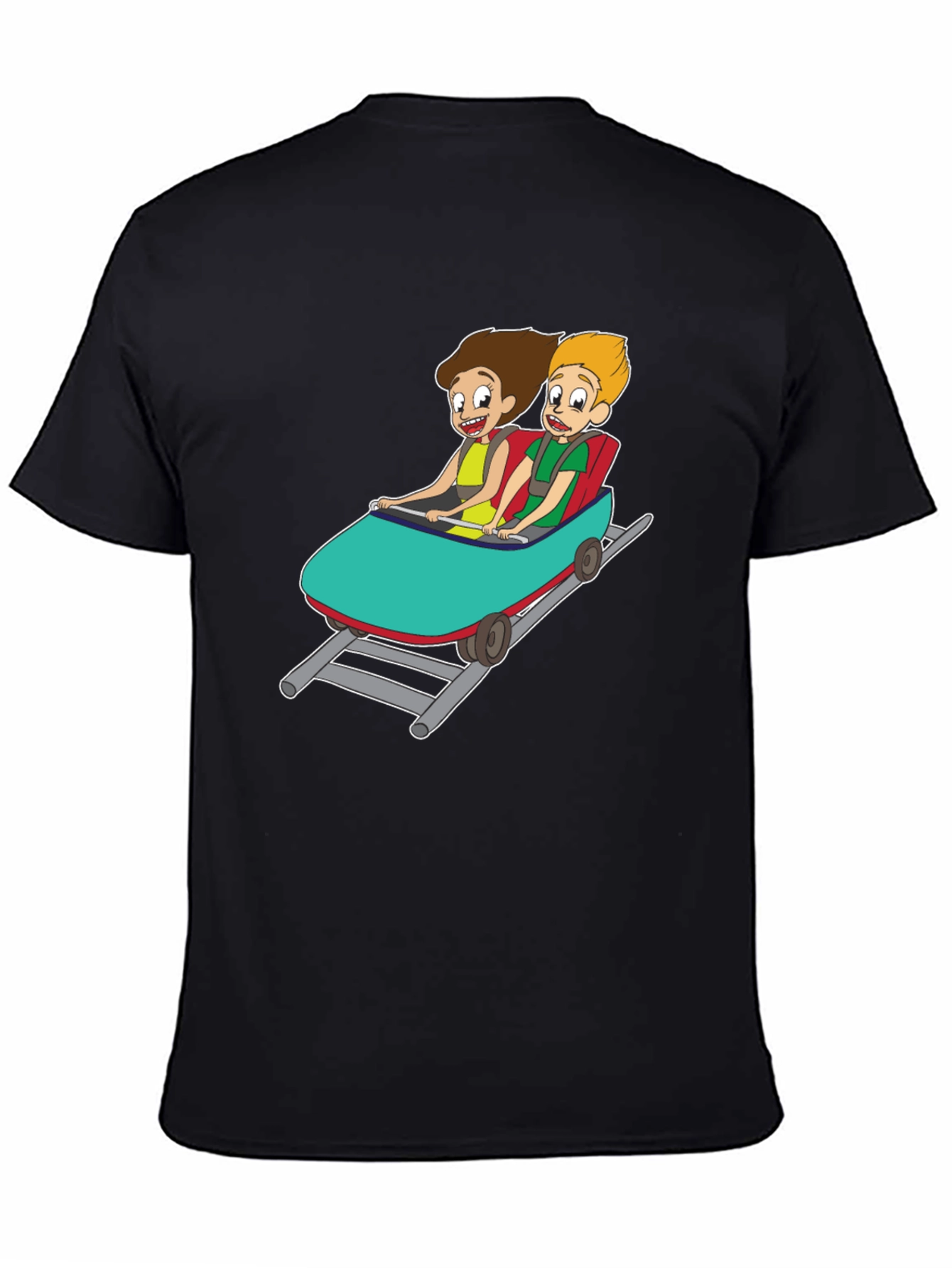 Black Cartoon Roller Coaster T-Shirt view 4