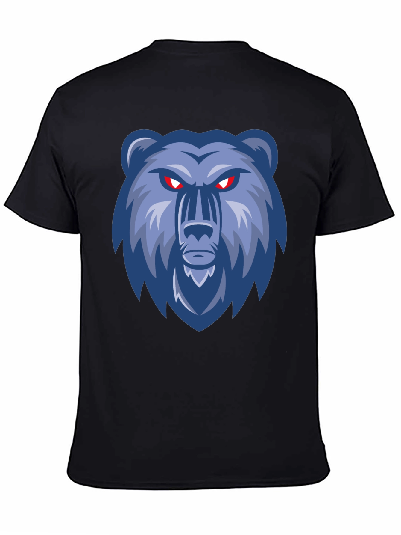 Black Men's Black T-Shirt with Bear Graphic view 4