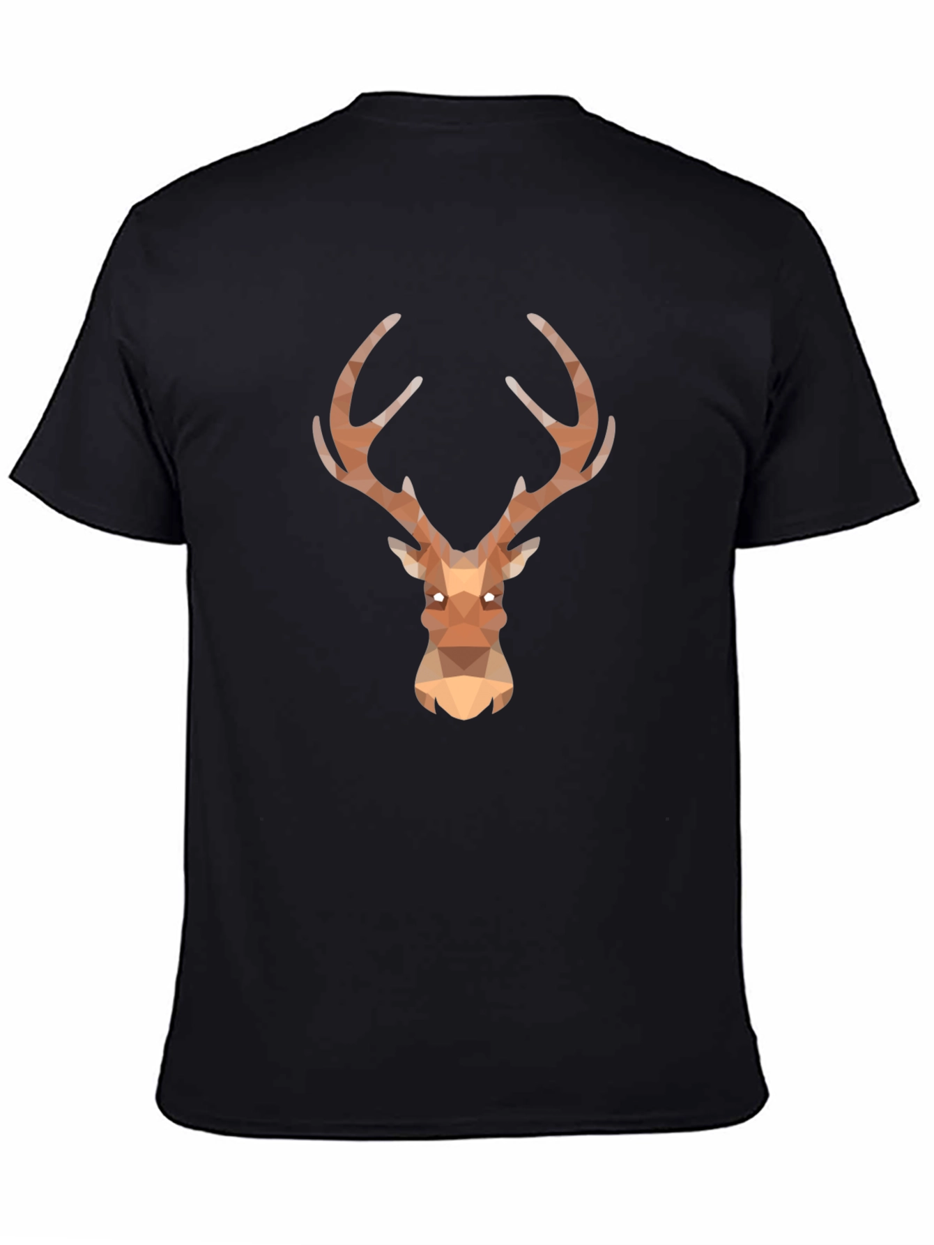 Black Geometric Deer Head Black T-Shirt view 4